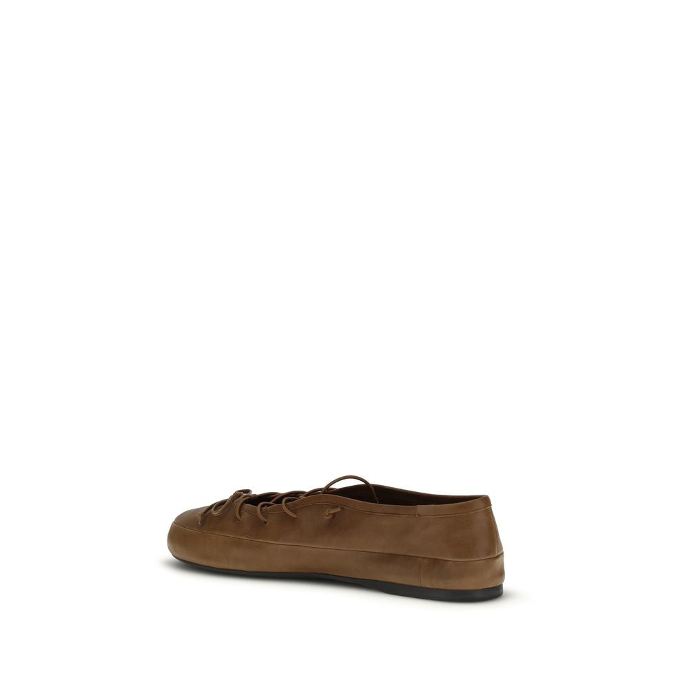 Miu Miu Brown Lambskin Ballerina Flats Ovis Aries Aries-3