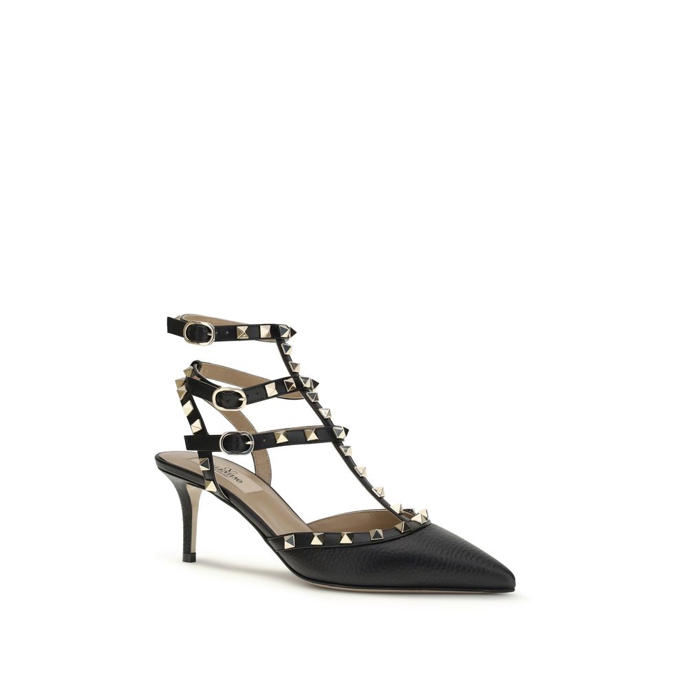 Valentino Garavani black calfskin pumps Bos Taurus with high heels-2