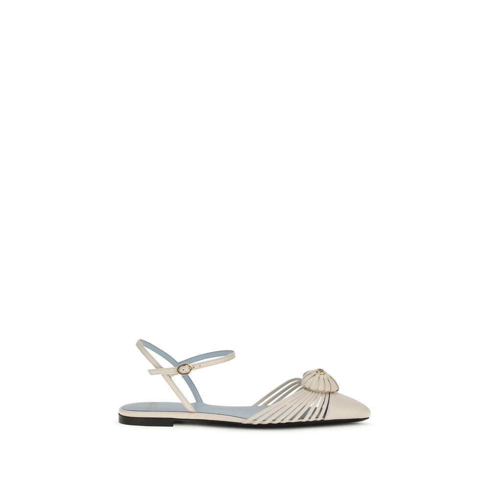 Valentino Garavani Beige Goatskin Flat Sandals-1