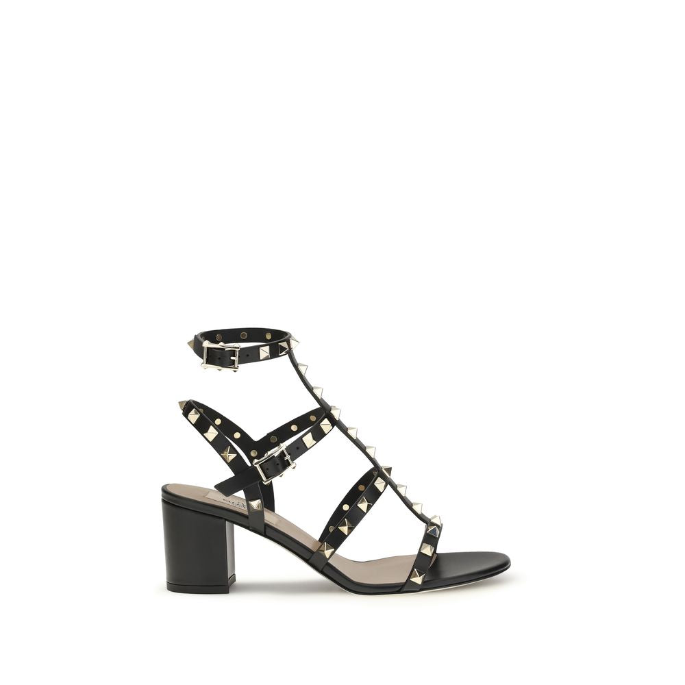 Valentino Garavani Black Bos Taurus Calfskin Platform Sandals-1