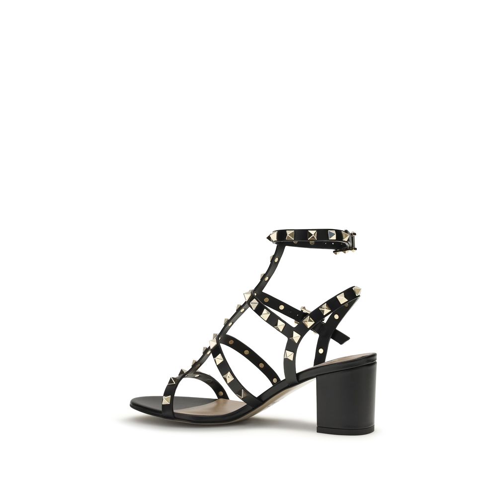 Valentino Garavani Black Bos Taurus Calfskin Platform Sandals-3
