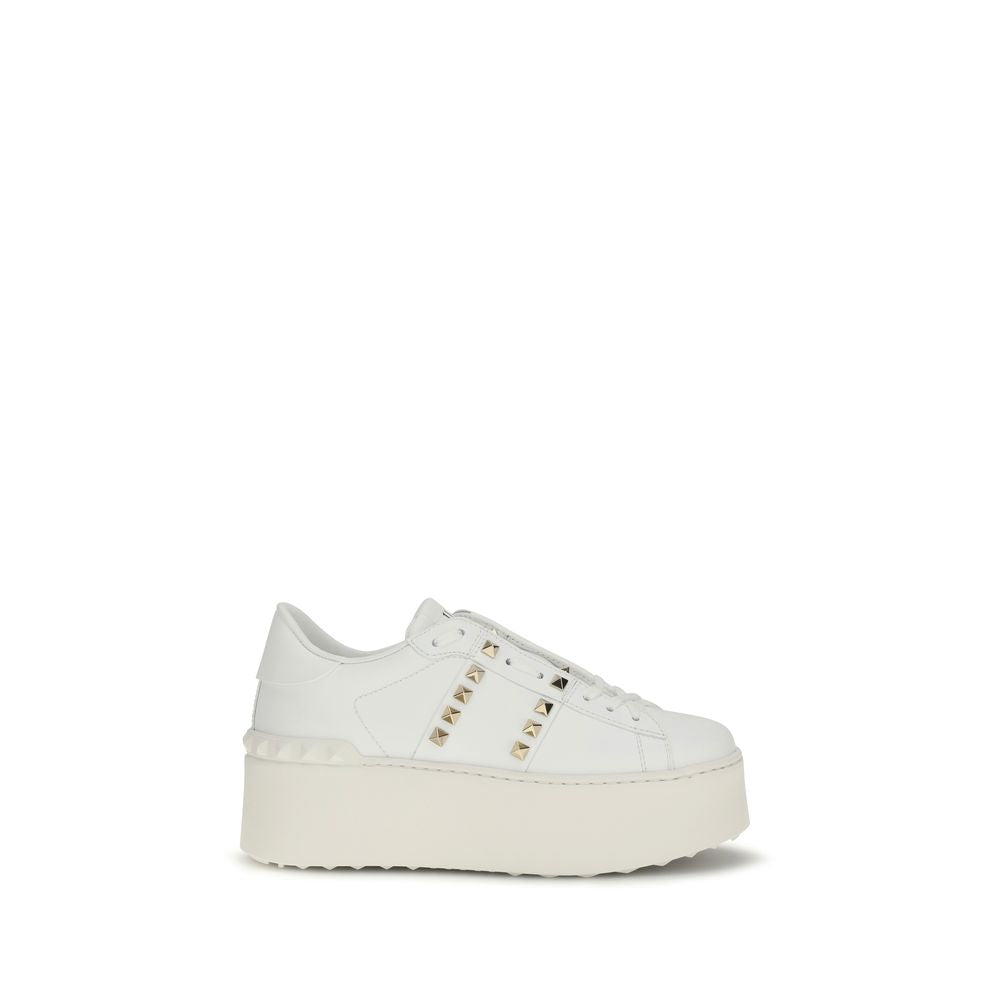 Valentino Garavani Weiße Bos Taurus Kalbsleder Plateau-Sneaker-1