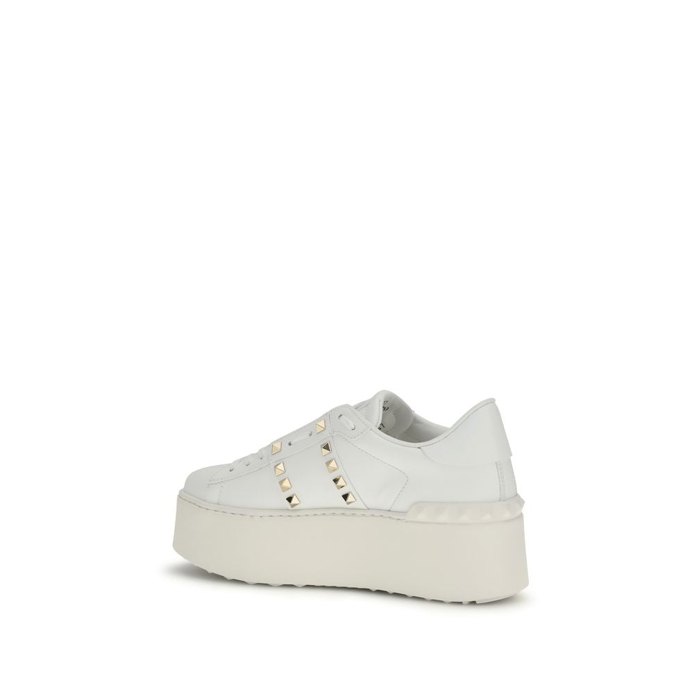 Valentino Garavani Weiße Bos Taurus Kalbsleder Plateau-Sneaker-3