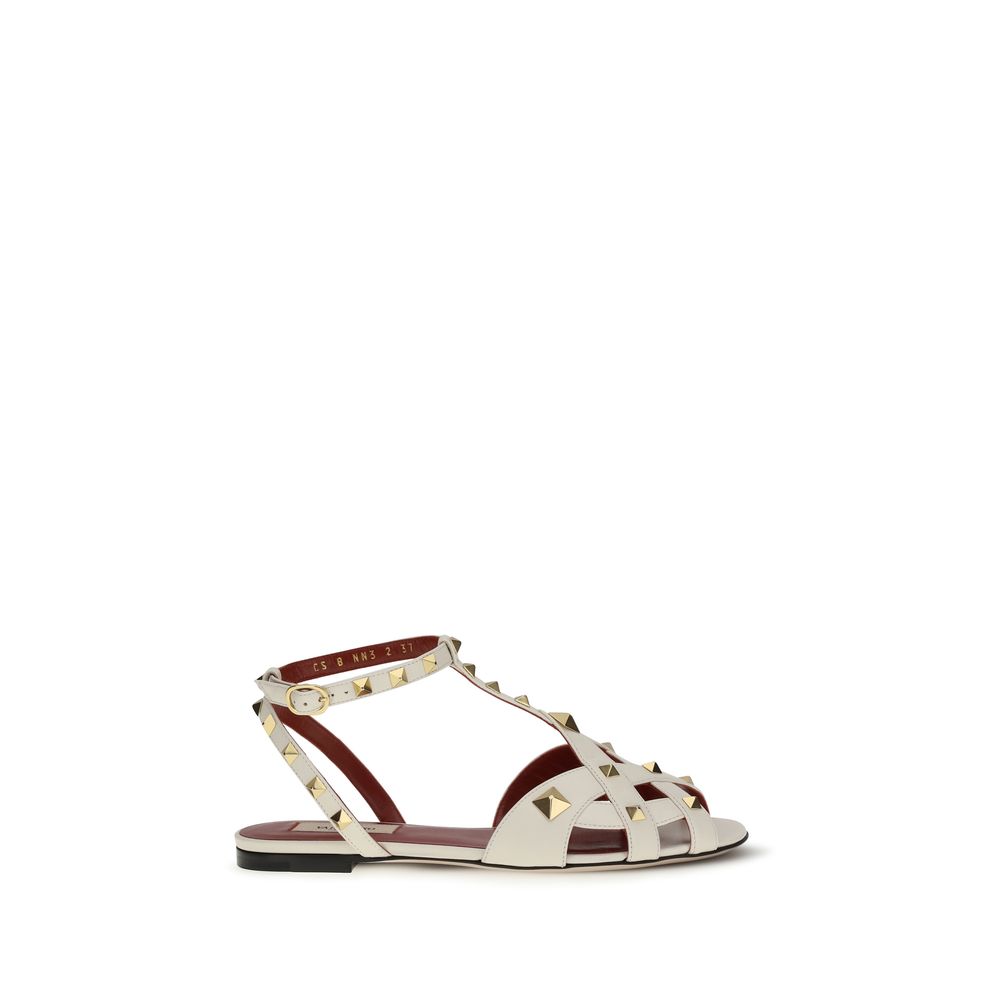 Valentino Garavani Beige Goatskin Flat Sandals-1
