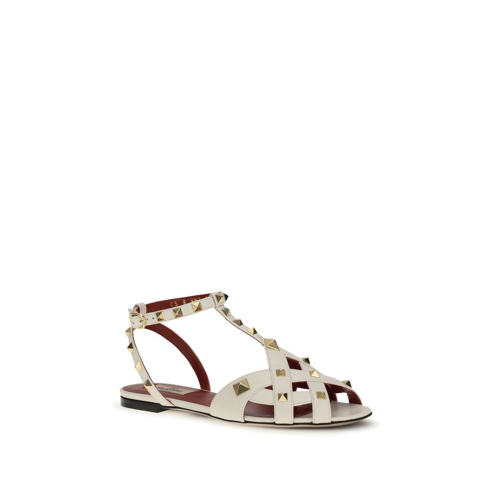 Valentino Garavani Beige Goatskin Flat Sandals-2