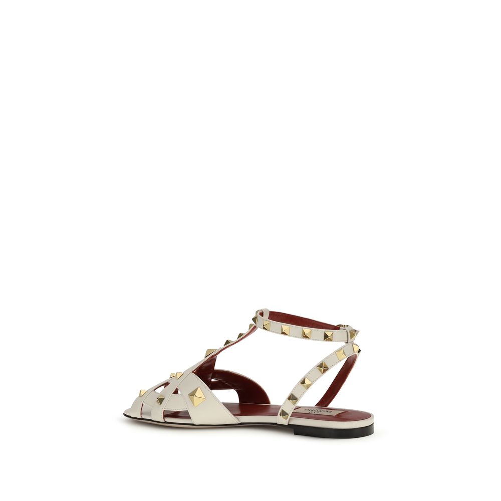 Valentino Garavani Beige Goatskin Flat Sandals-3
