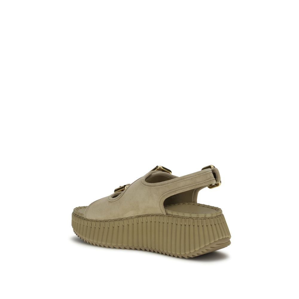 Chloé Beige Calf Leather Bos Taurus Platform Sandals-3