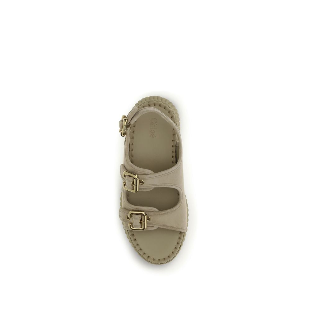 Chloé Beige Calf Leather Bos Taurus Platform Sandals-4