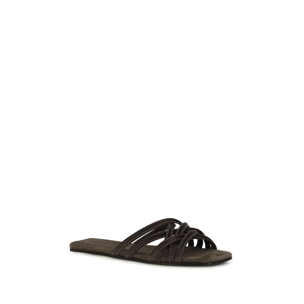 Brunello Cucinelli brown calfskin sandals Bos Taurus-2