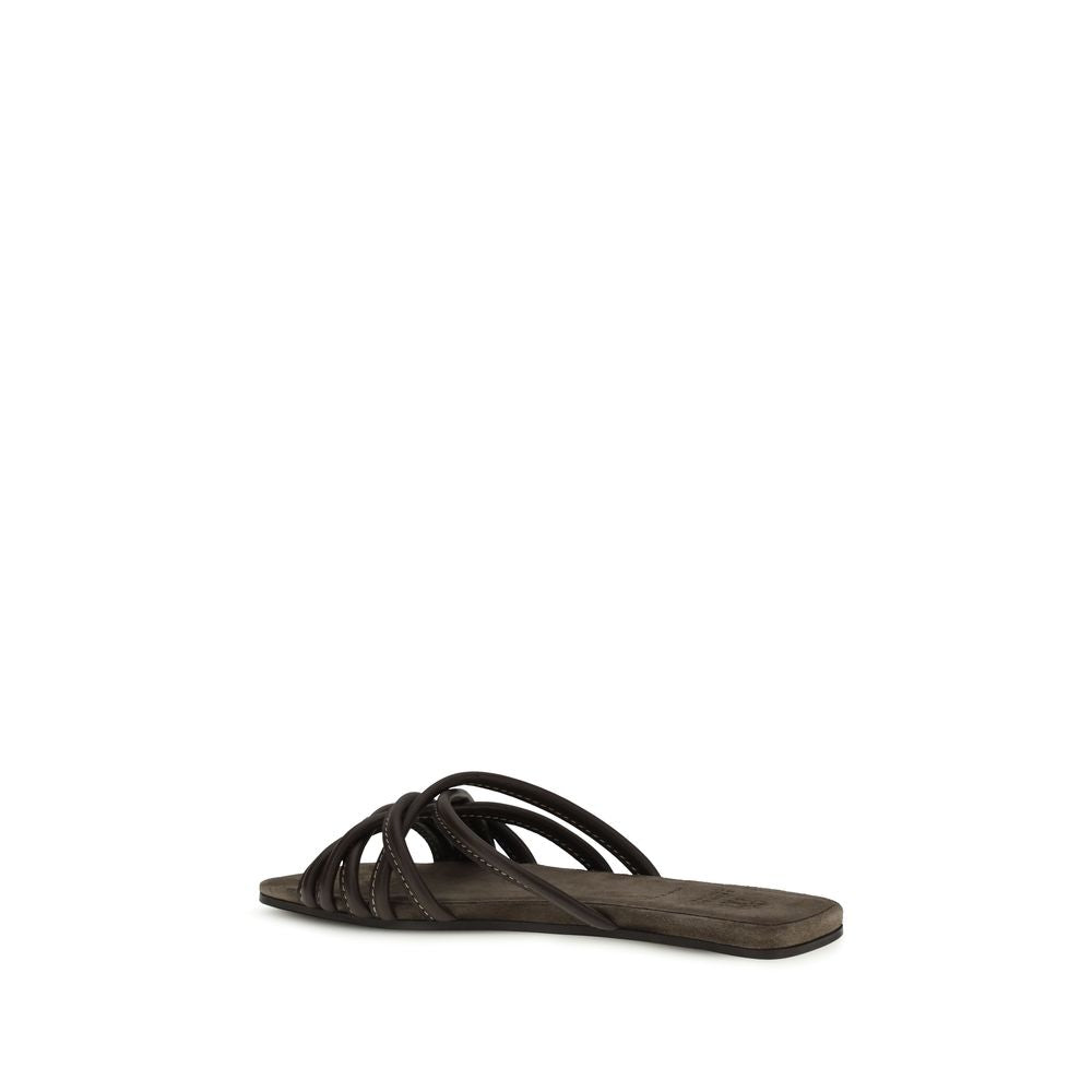 Brunello Cucinelli brown calfskin sandals Bos Taurus-3