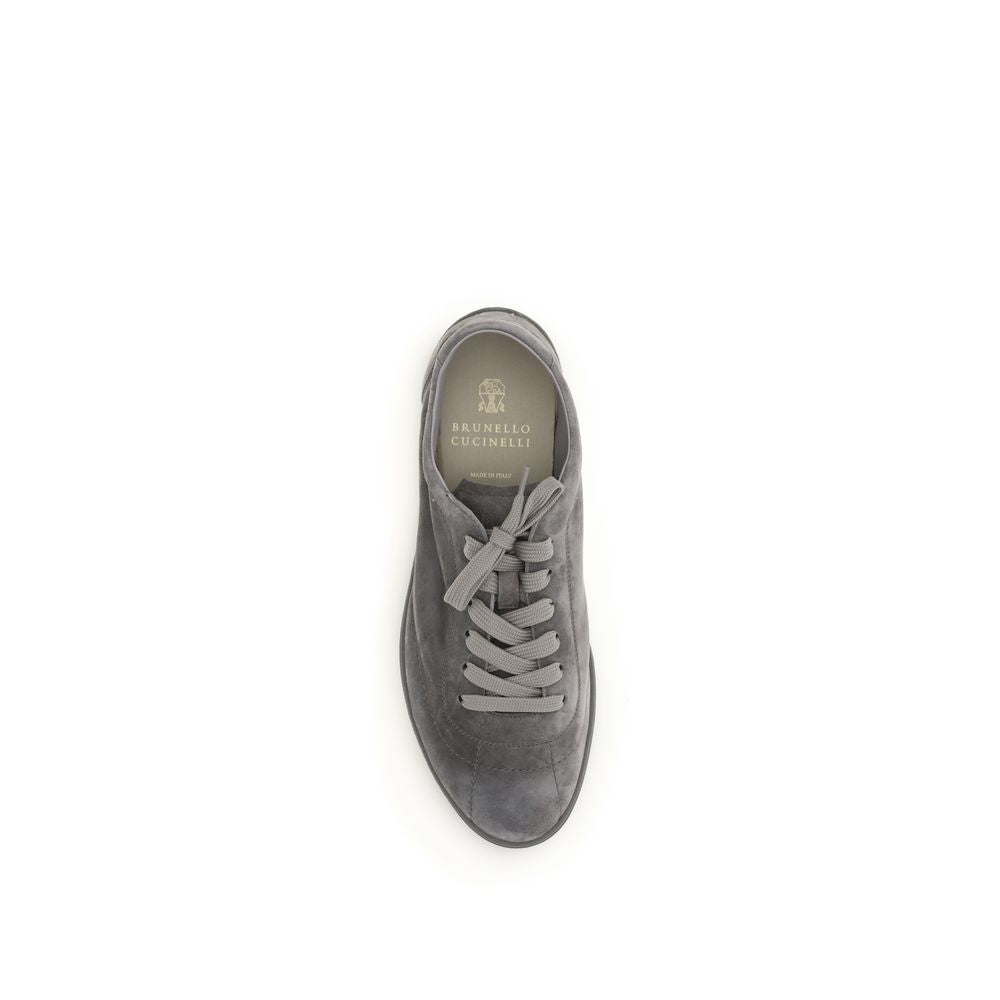 Brunello Cucinelli Graue Bos Taurus Kalbsleder Low-Top-Sneaker-4
