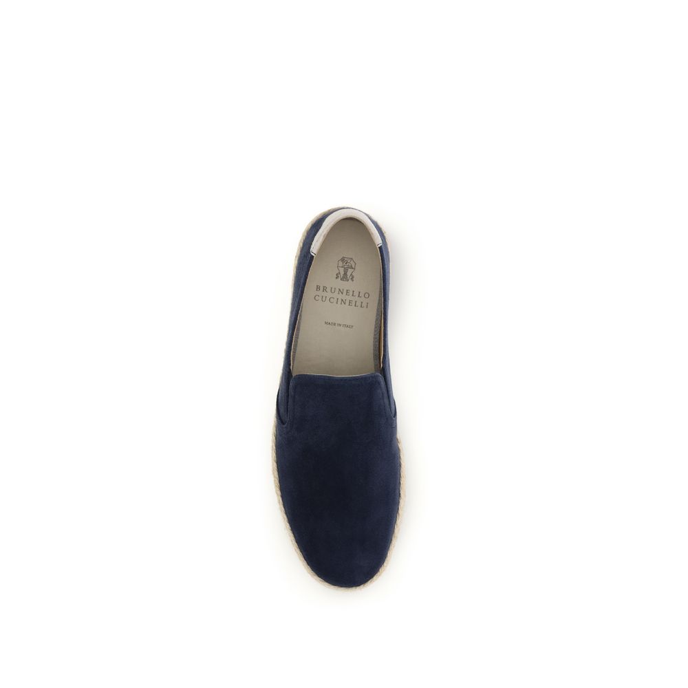 Brunello Cucinelli Blue Calfskin Bos Taurus Espadrilles-4