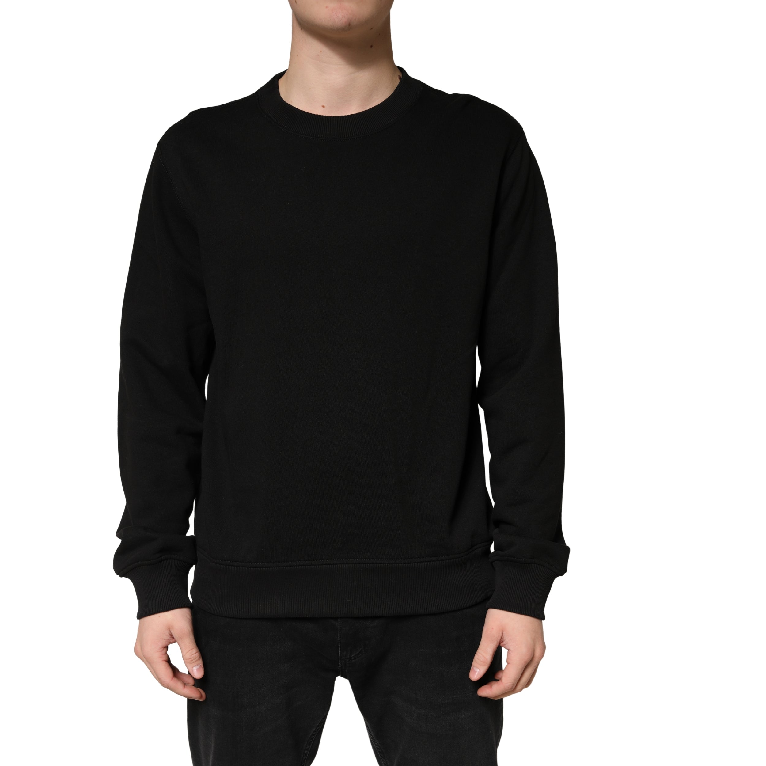 Dolce & Gabbana Sweater Black Cotton Crew Neck Sweatshirt