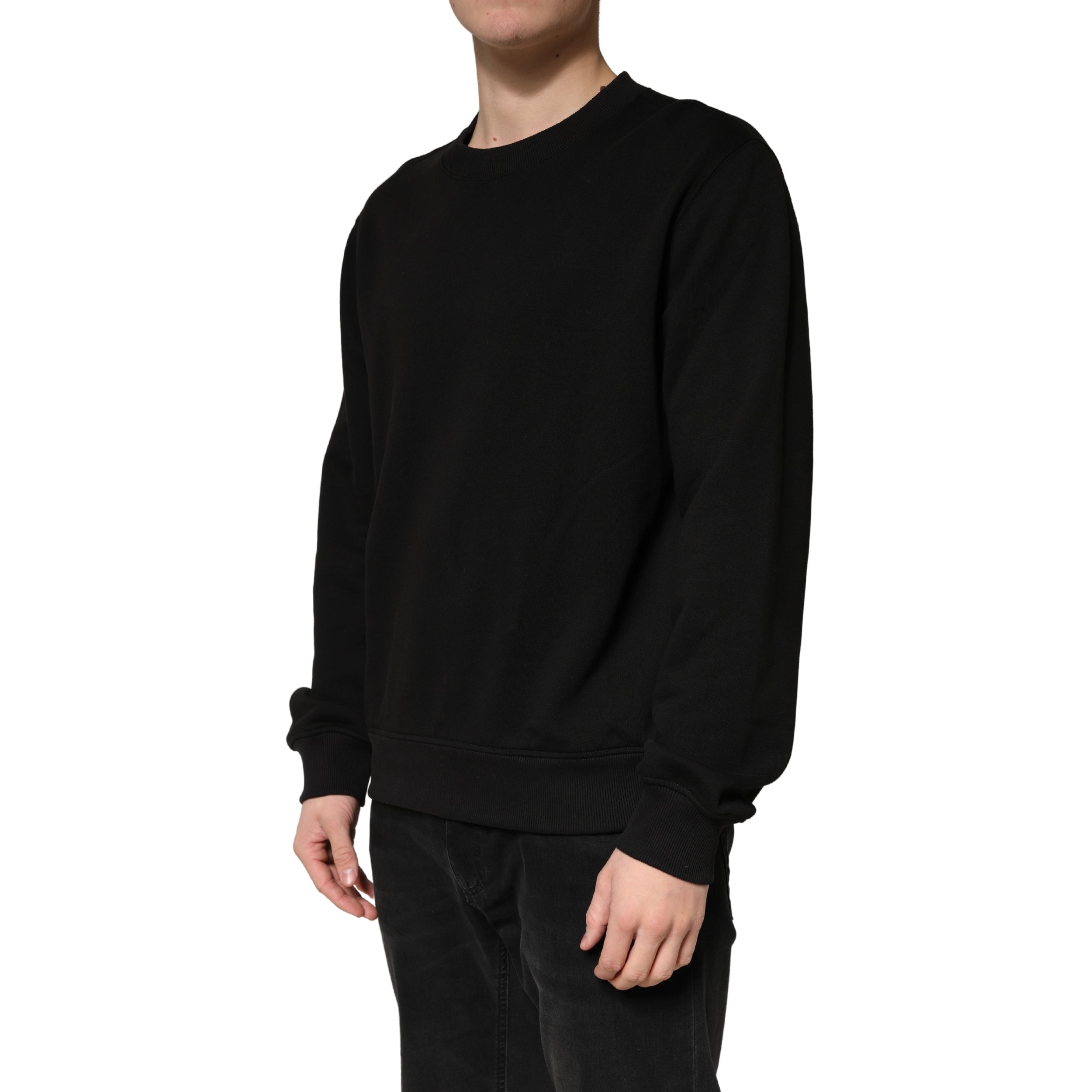Dolce & Gabbana Pullover Schwarz Baumwolle Rundhalsausschnitt Sweatshirt-3