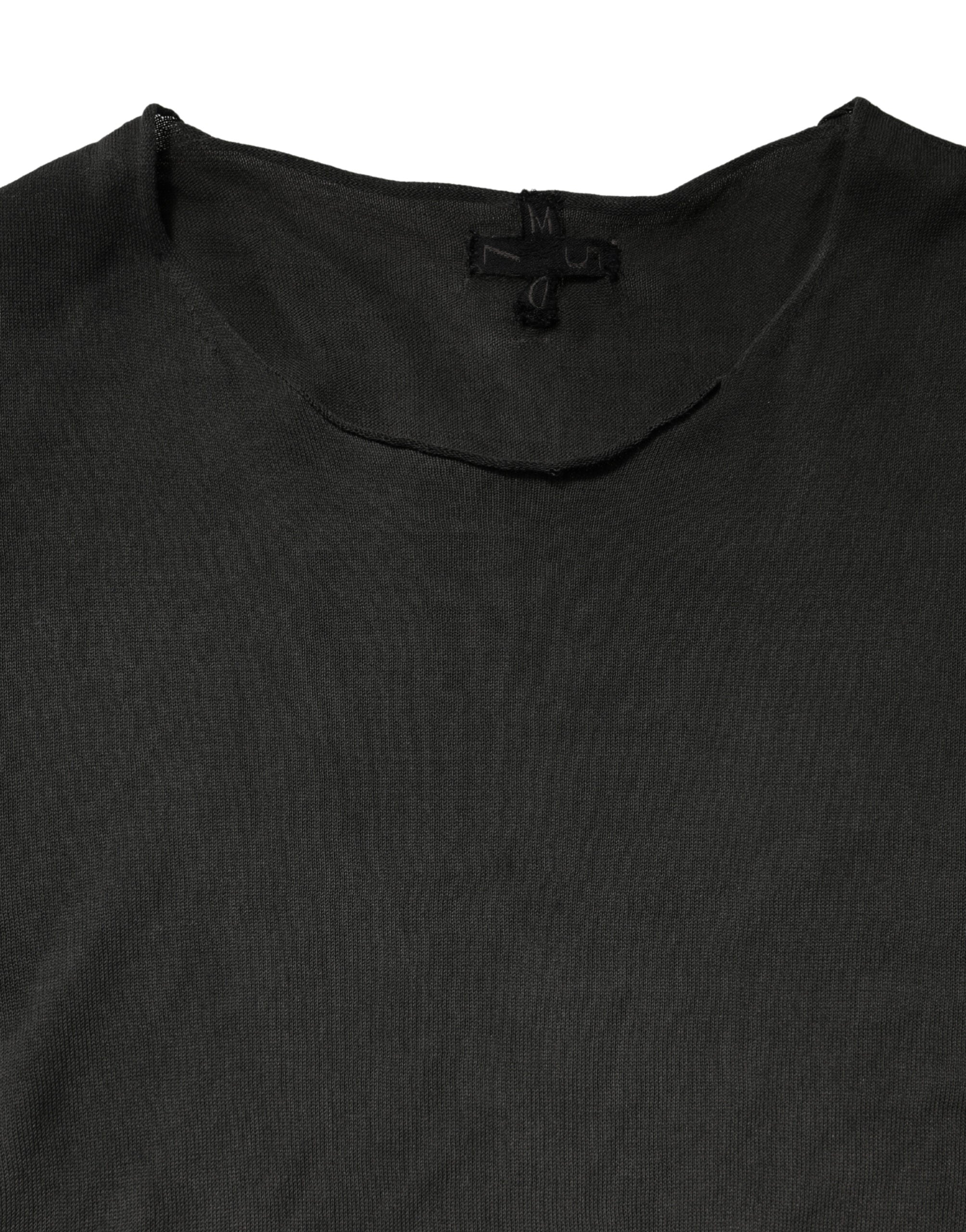 Dolce & Gabbana Pullover Schwarz Baumwolle Rundhalsausschnitt Sweatshirt-5