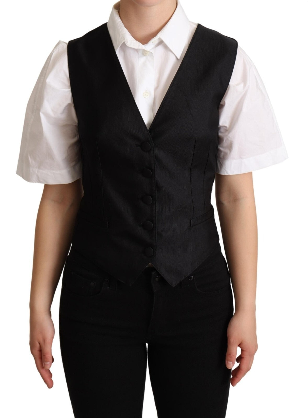 Dolce & Gabbana Ärmellose schwarze Seidenweste-2