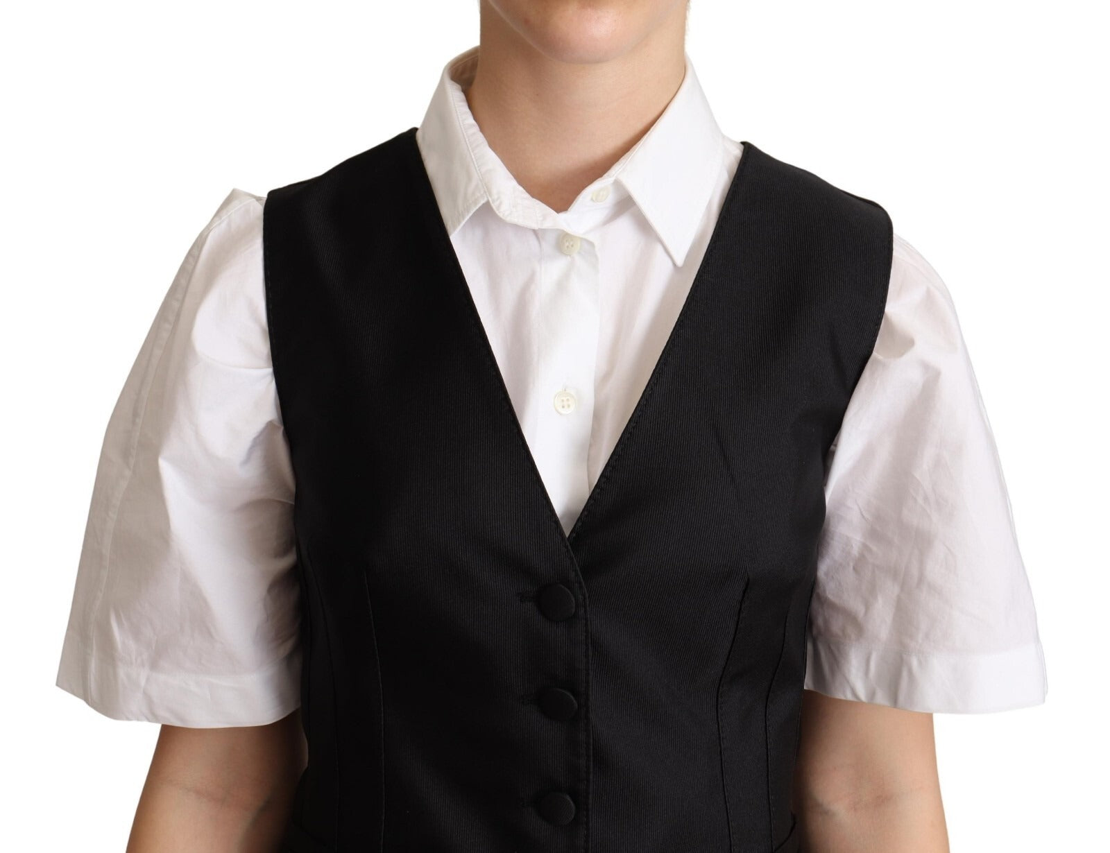 Dolce & Gabbana Ärmellose schwarze Seidenweste-5