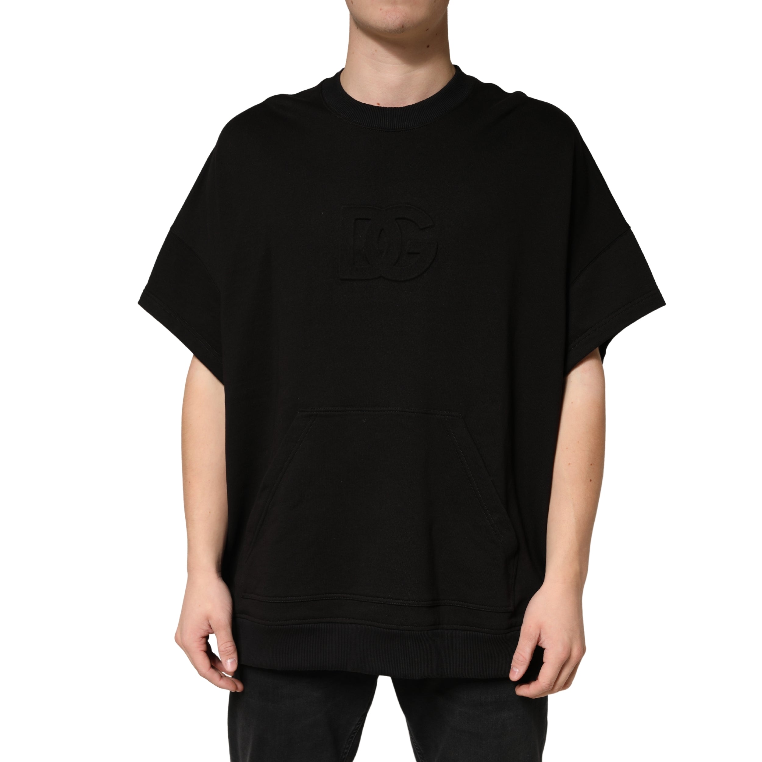 Dolce & Gabbana Schwarzes Baumwoll-T-Shirt mit Rundhalsausschnitt und kurzen Ärmeln-2