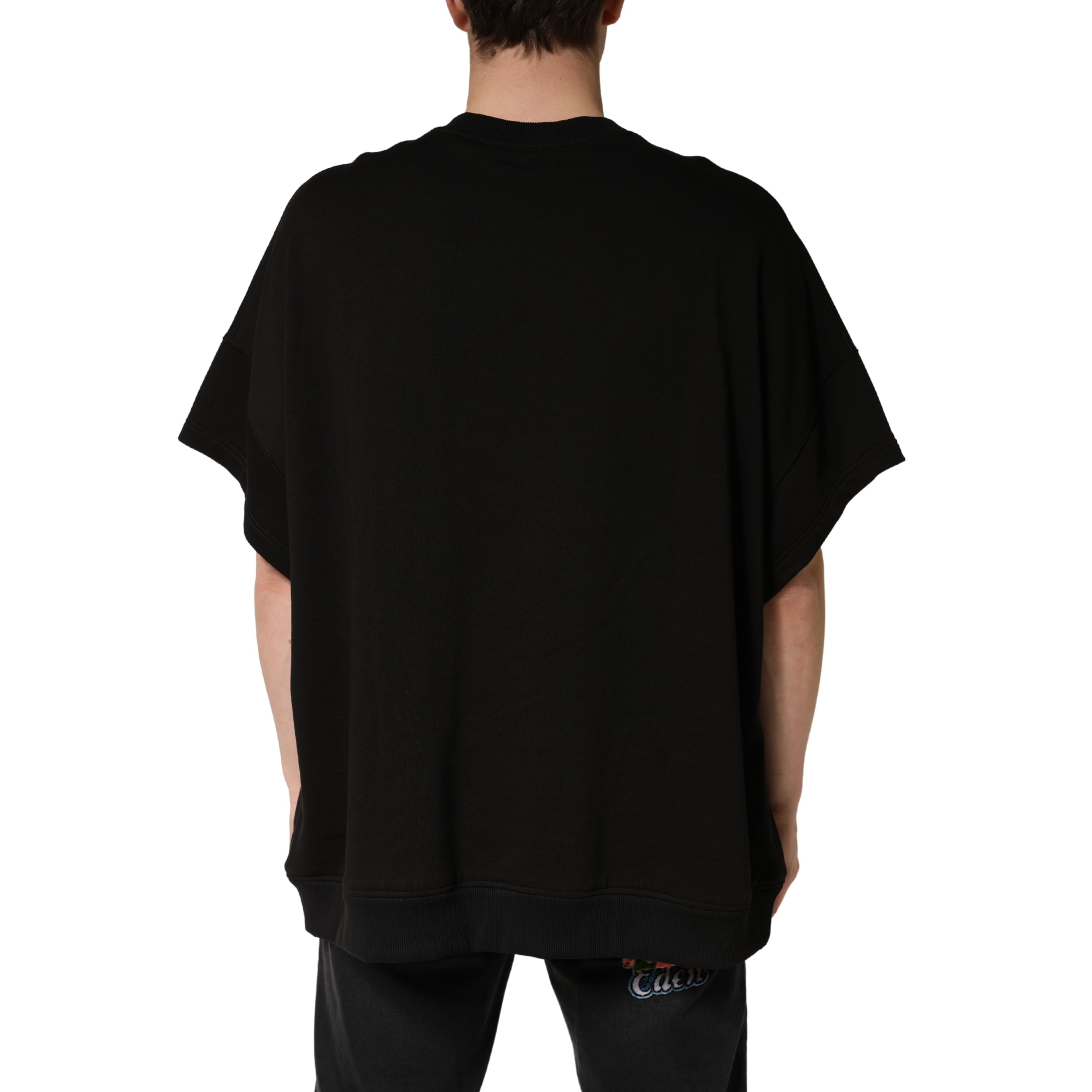 Dolce & Gabbana Schwarzes Baumwoll-T-Shirt mit Rundhalsausschnitt und kurzen Ärmeln-4