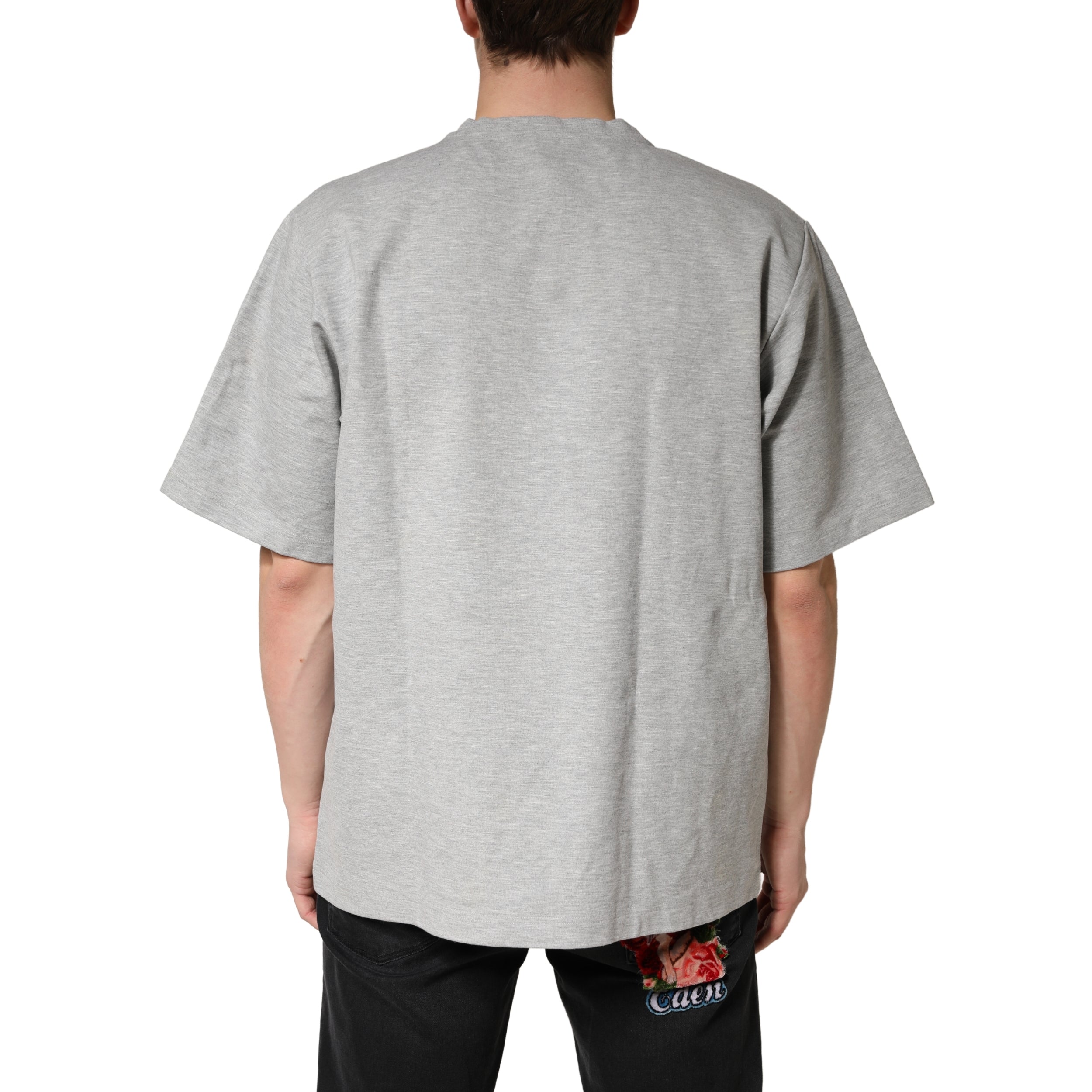 Dolce & Gabbana Graues Baumwoll-T-Shirt mit Rundhalsausschnitt und kurzen Ärmeln-4