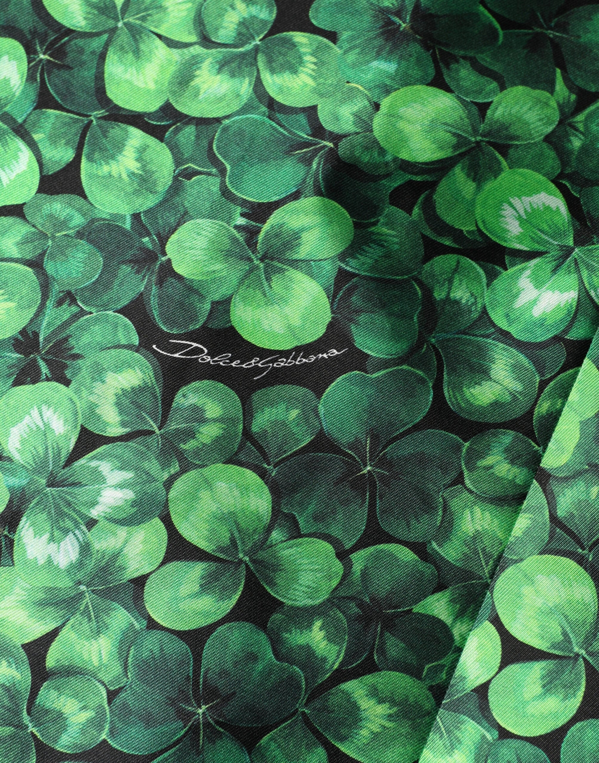 Dolce & Gabbana Ärmelloses A-Linien-Kleid mit grünem Kleeblatt-Print-6