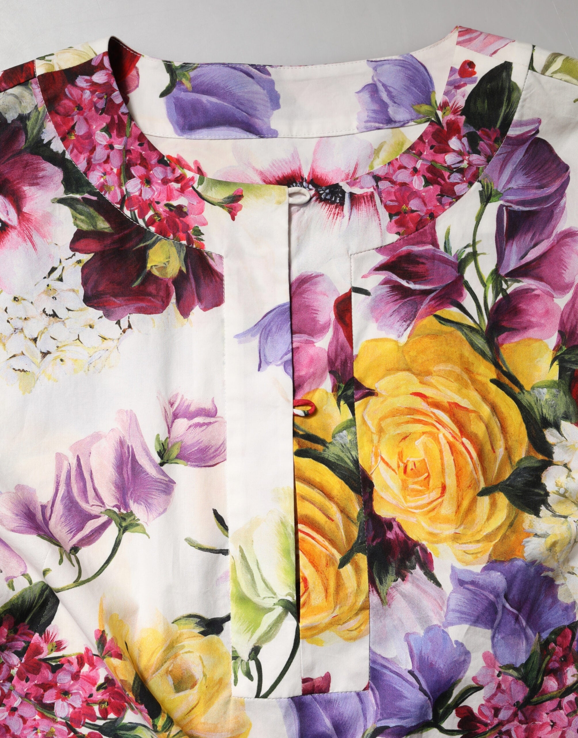 Dolce & Gabbana Multicolor Floral Cotton Long-Sleeve Midi Dress-7