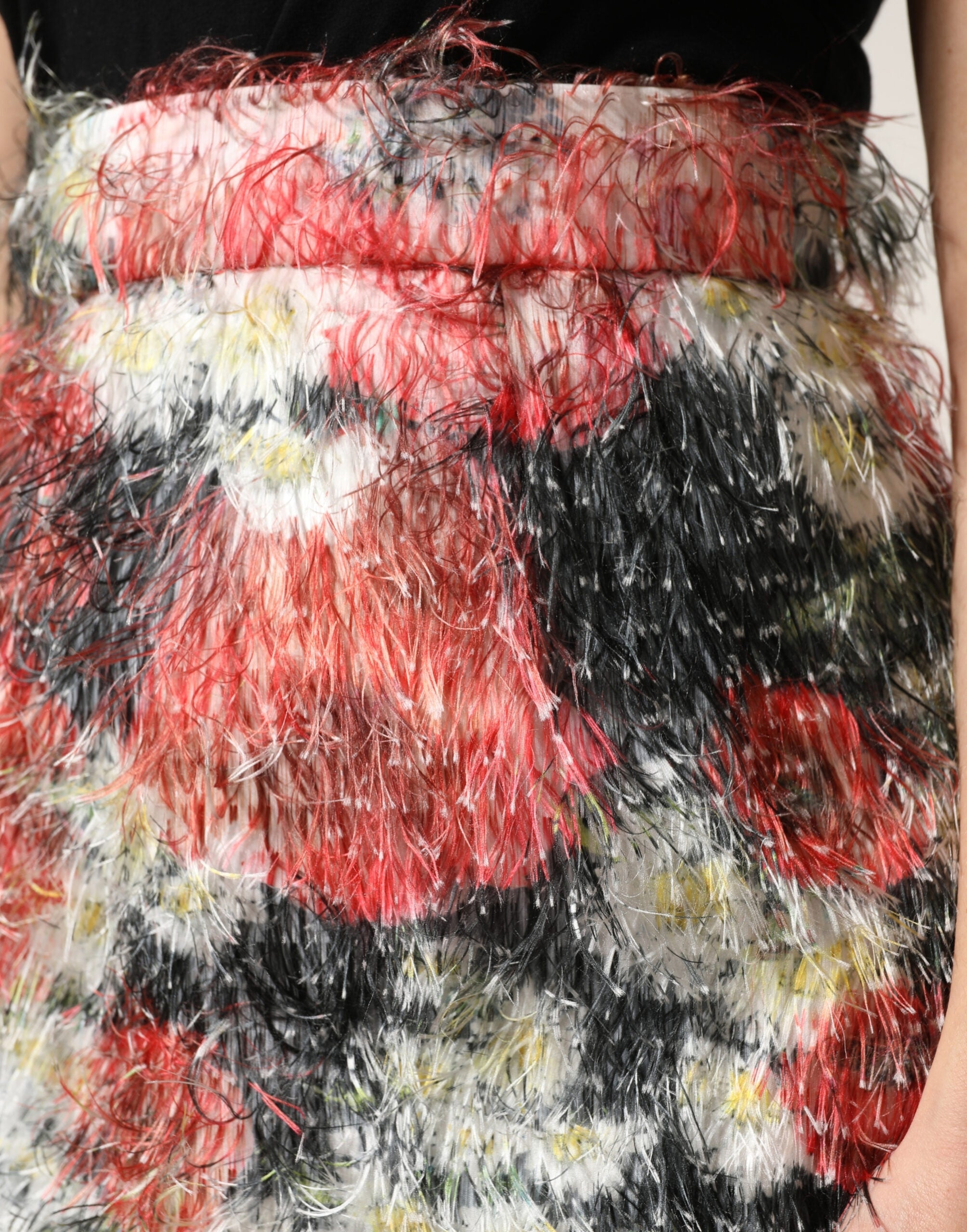 Dolce & Gabbana Multicolor Floral Faux Fur Pencil Skirt-5