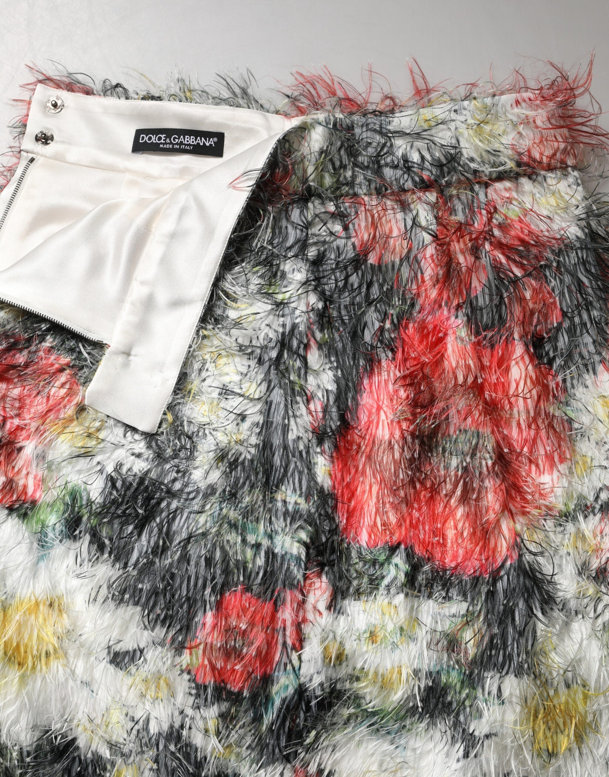 Dolce & Gabbana Multicolor Floral Faux Fur Pencil Skirt-6