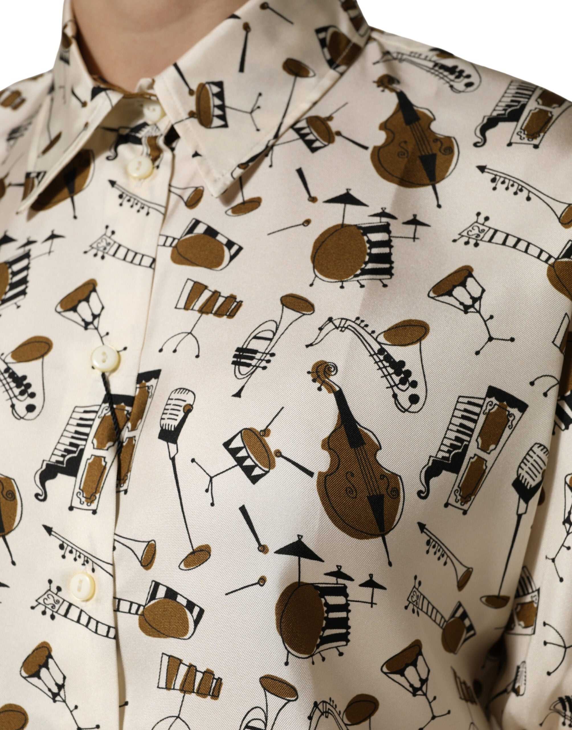 Dolce & Gabbana Kurzes Oberteil in Beige mit Noten-Print-6