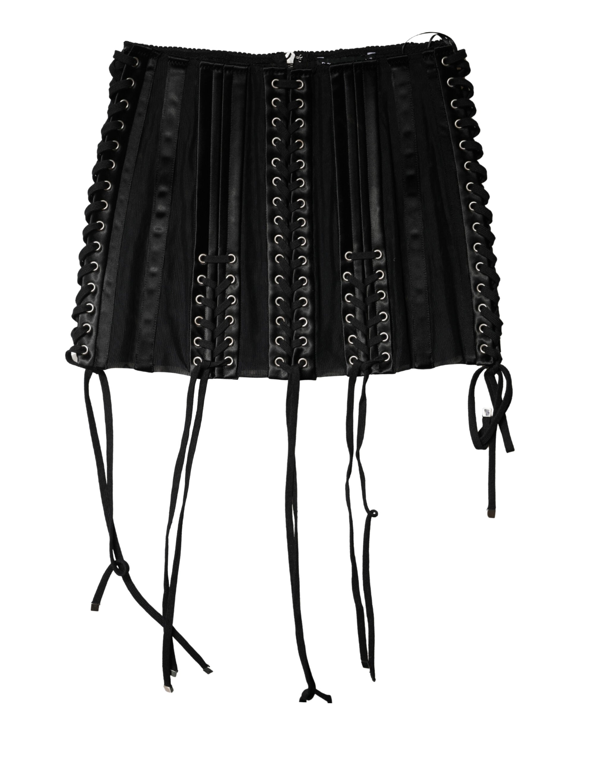Dolce & Gabbana Black Lace-Up Corset Waist Belt-5