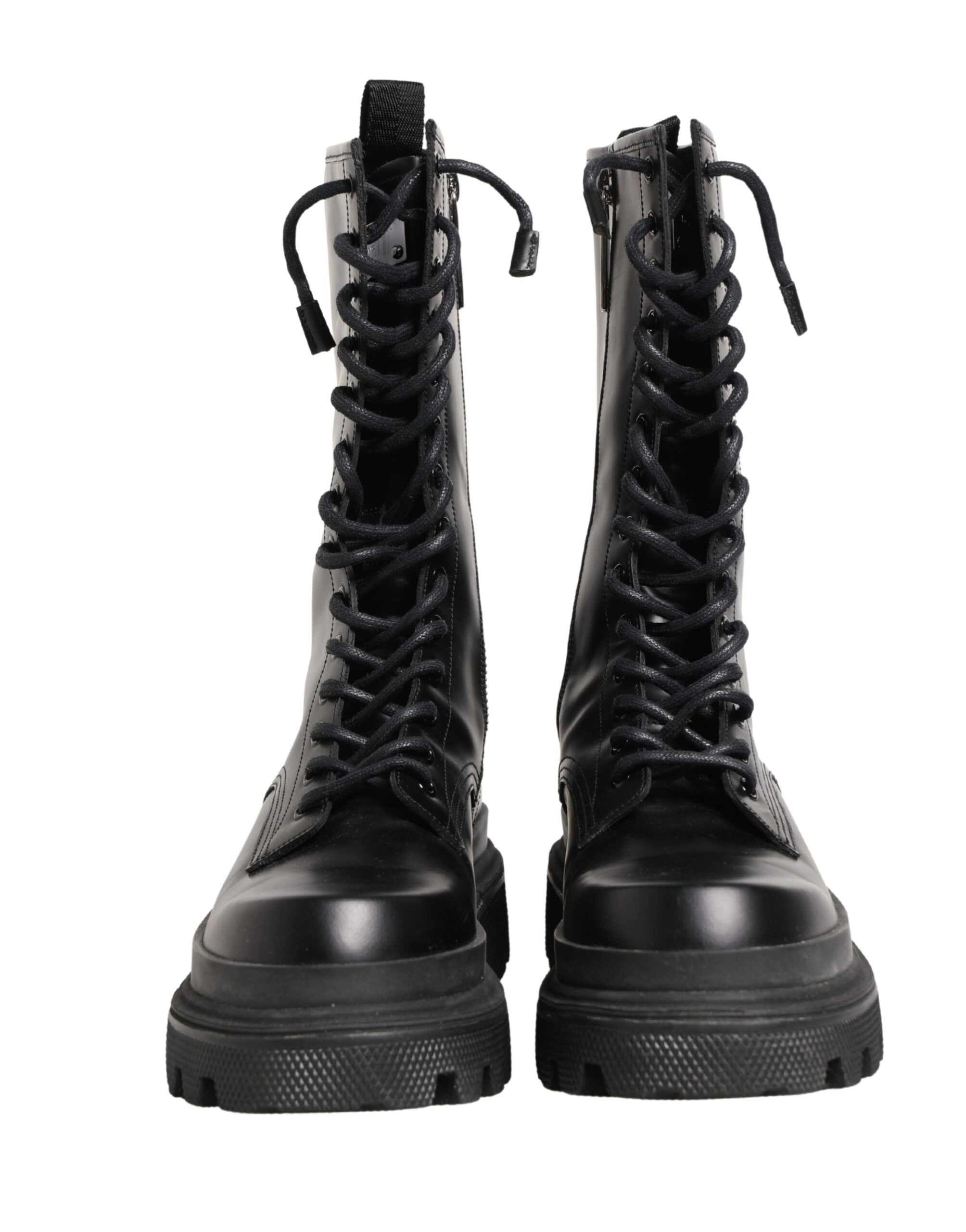 Dolce & Gabbana Schwarze Leder Combat Boots mit Trekking-Sohle-3