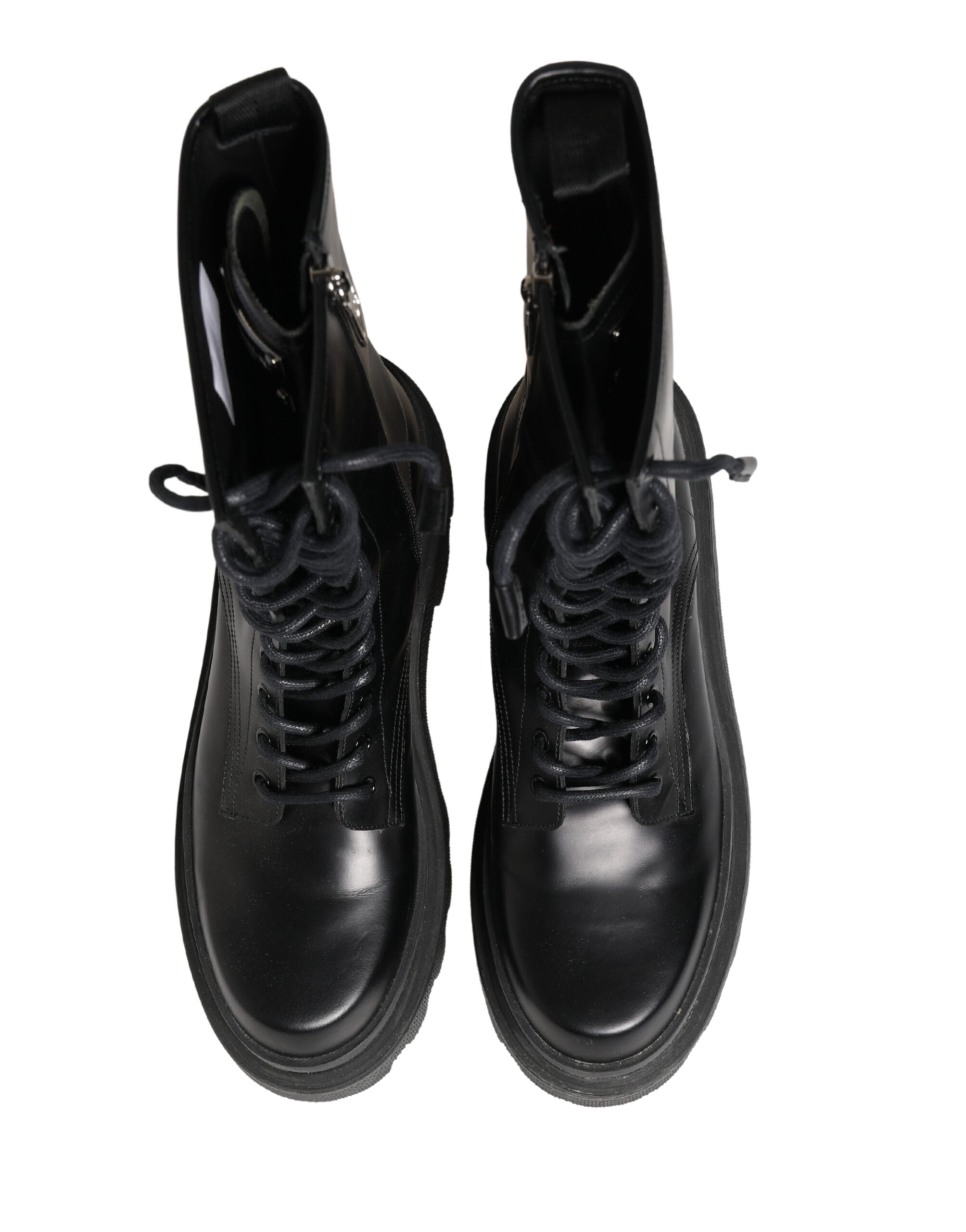 Dolce & Gabbana Schwarze Leder Combat Boots mit Trekking-Sohle-4