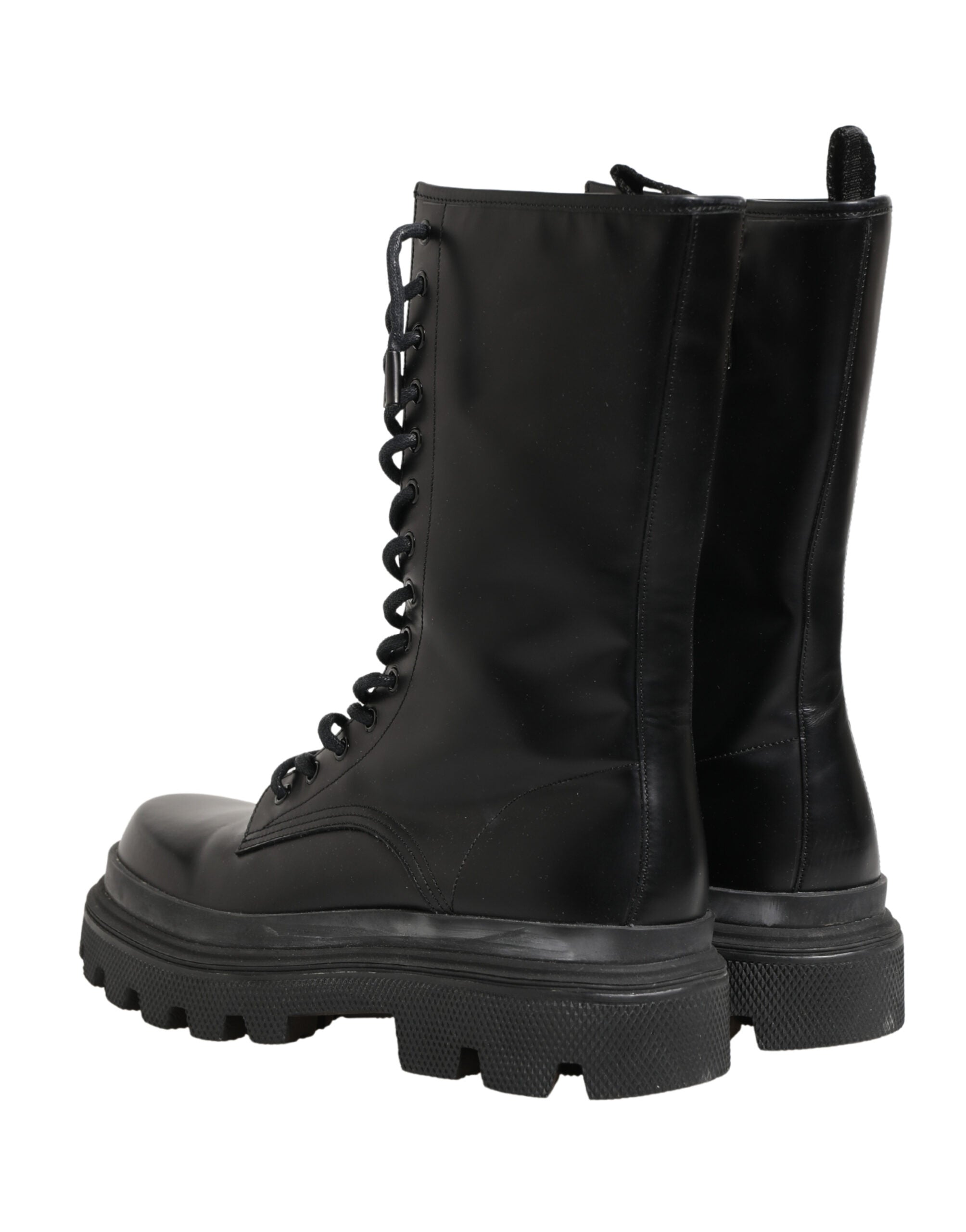 Dolce & Gabbana Schwarze Leder Combat Boots mit Trekking-Sohle-6