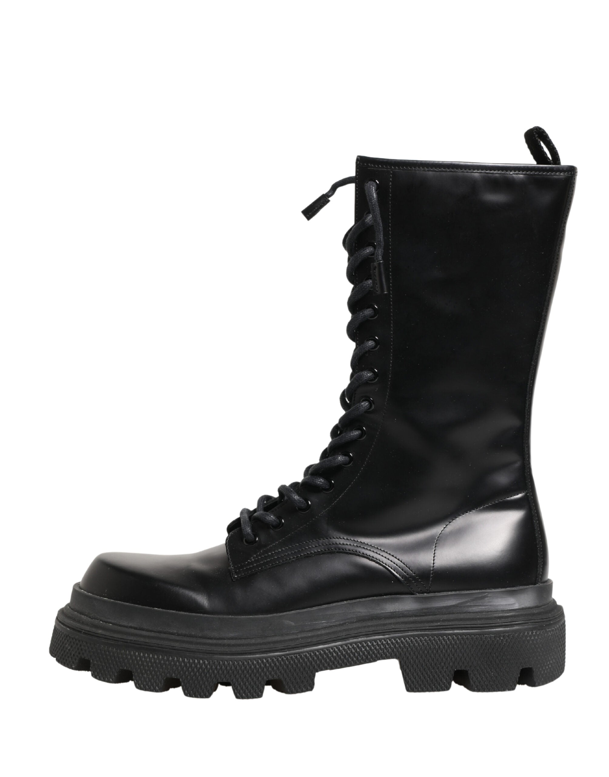 Dolce & Gabbana Schwarze Leder Combat Boots mit Trekking-Sohle-7