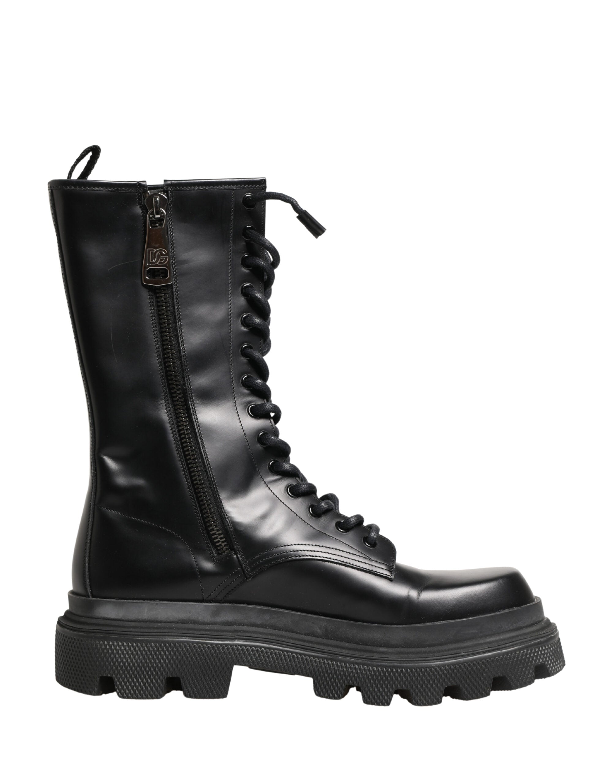 Dolce & Gabbana Schwarze Leder Combat Boots mit Trekking-Sohle-2