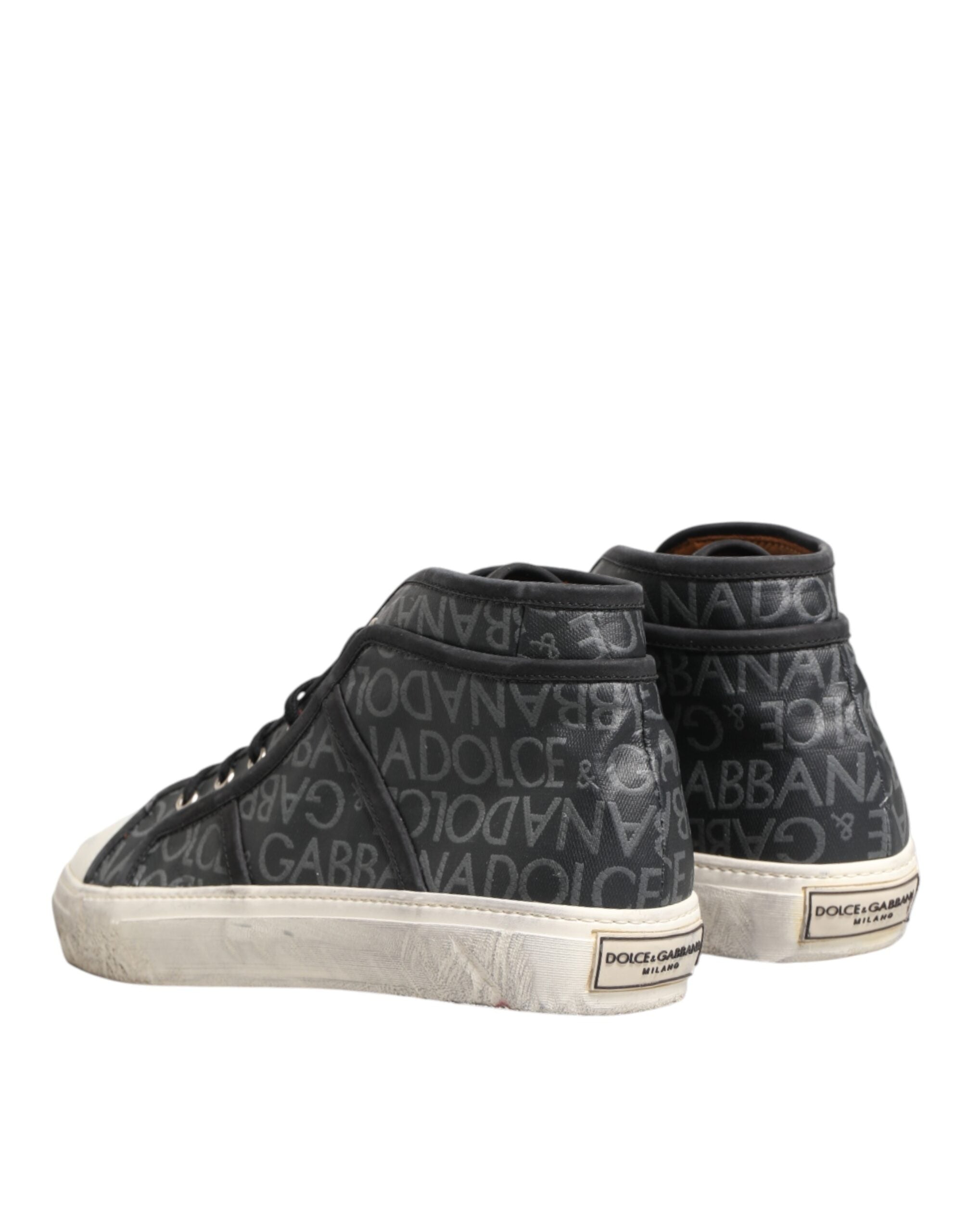 Dolce & Gabbana Schwarze und weiße Canvas-Sneaker mit Logo, mittelhoch-6