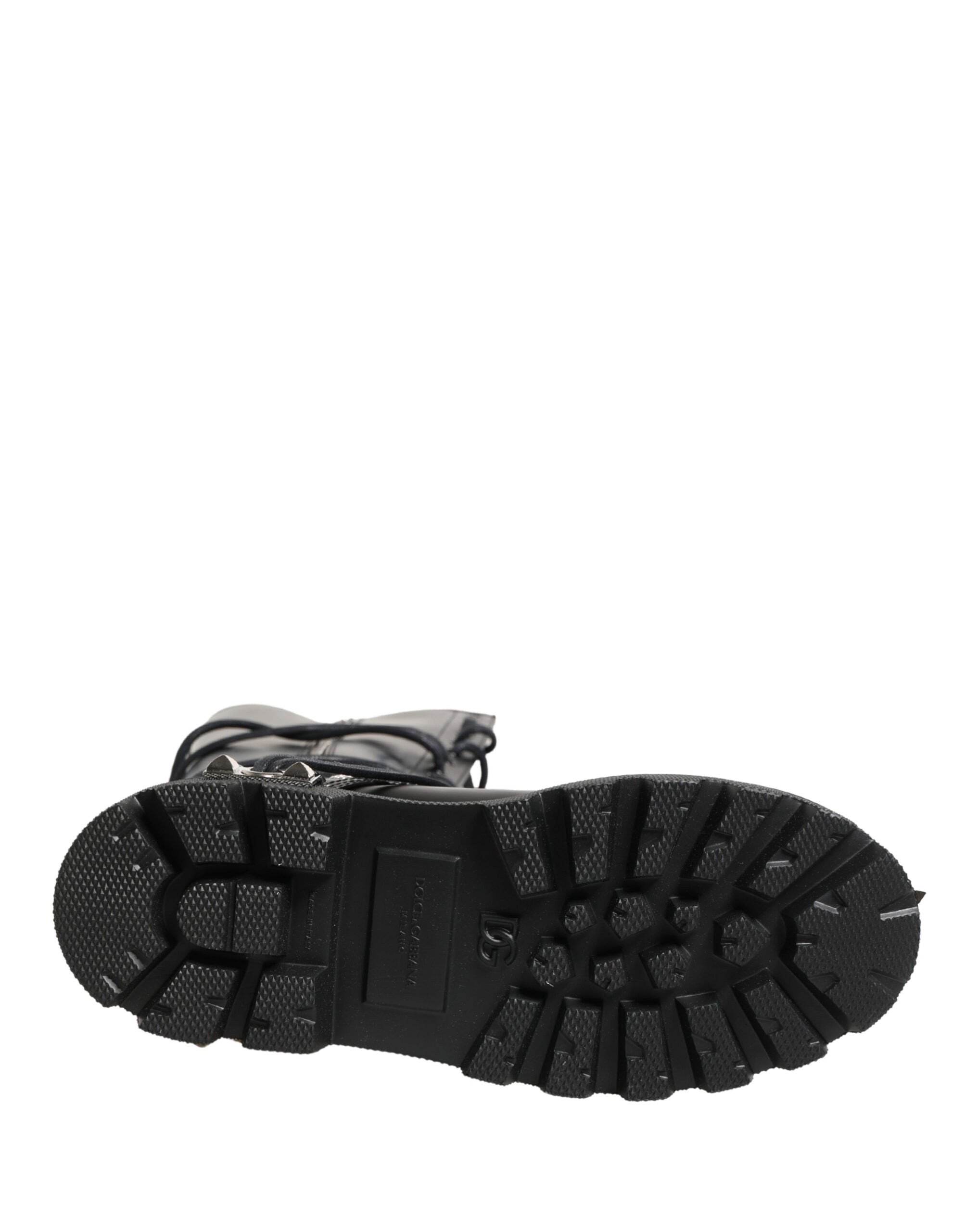 Dolce & Gabbana Black Knee-High Leather Combat Boots-8
