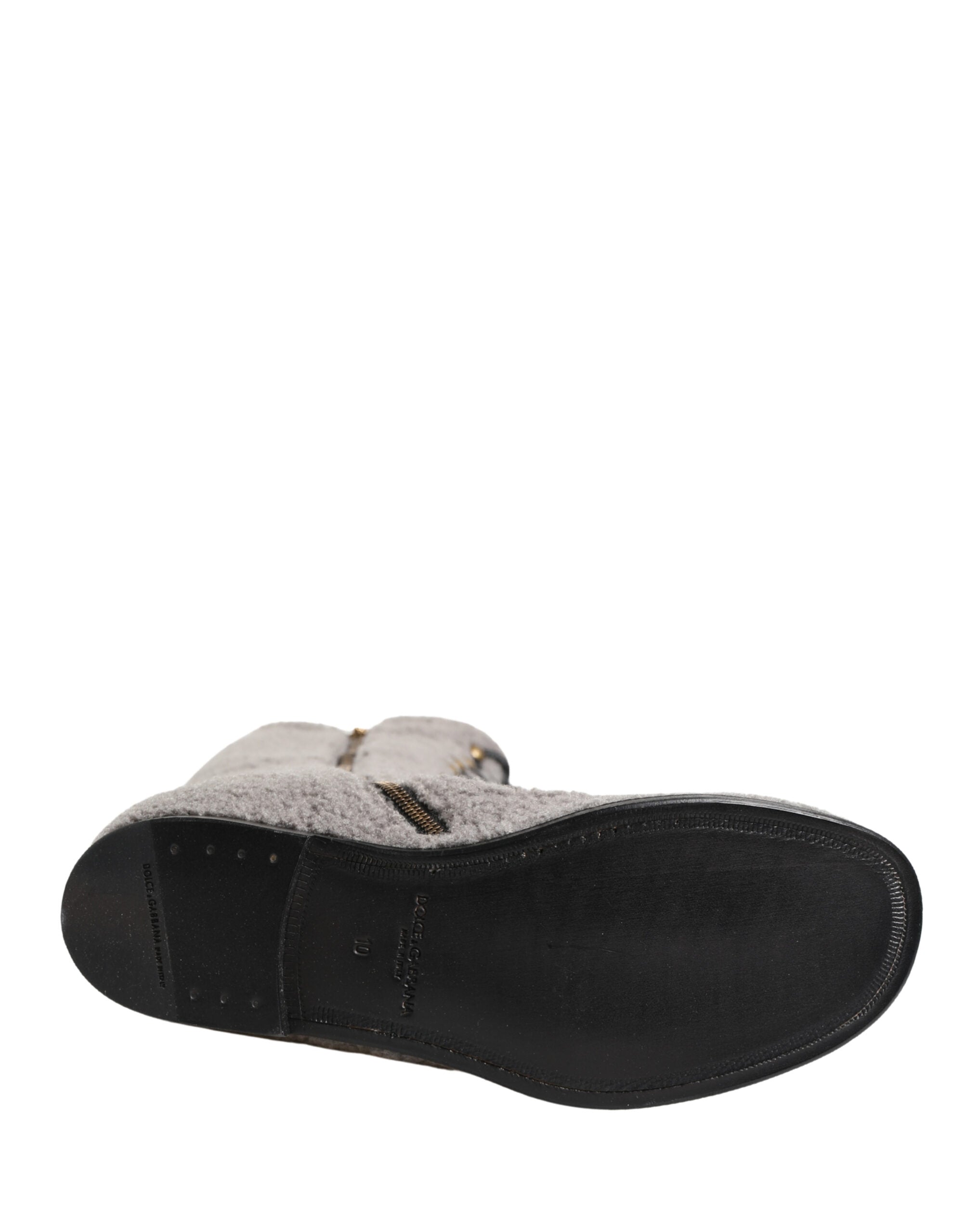 Dolce & Gabbana Graue Shearling Schnürstiefel bis zum Knie-8