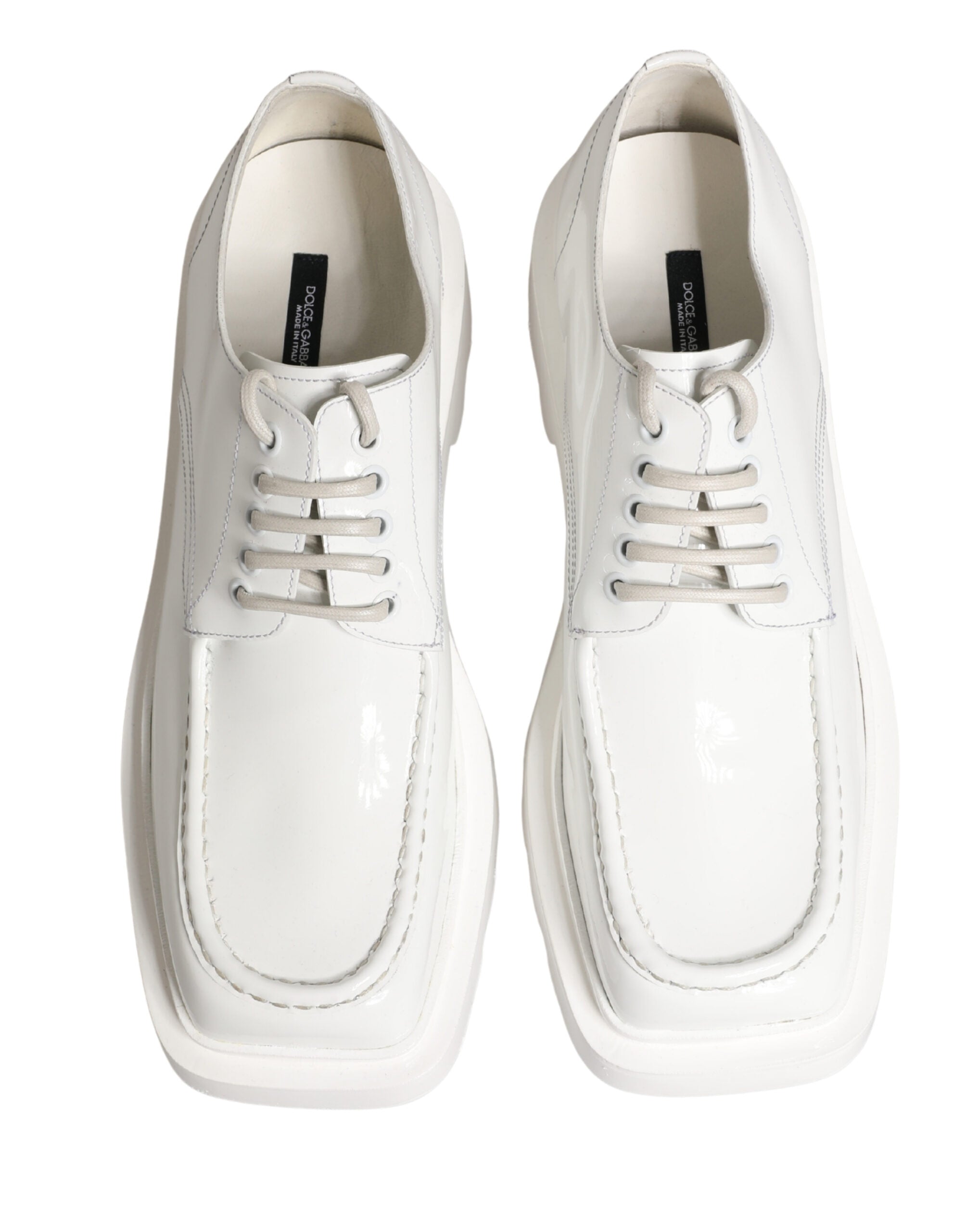 Dolce & Gabbana White Chunky Sole Leather Derby Shoes-4