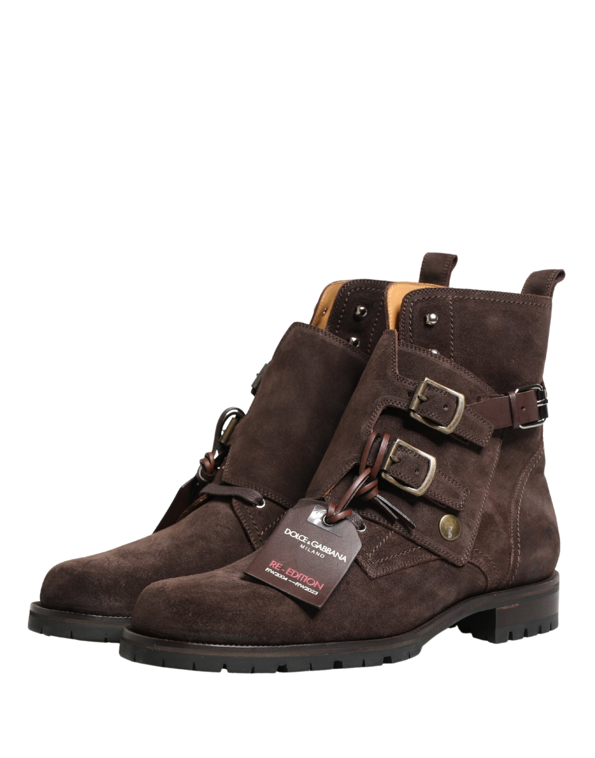 Dolce & Gabbana Braune Wildleder-Schnürstiefeletten-5