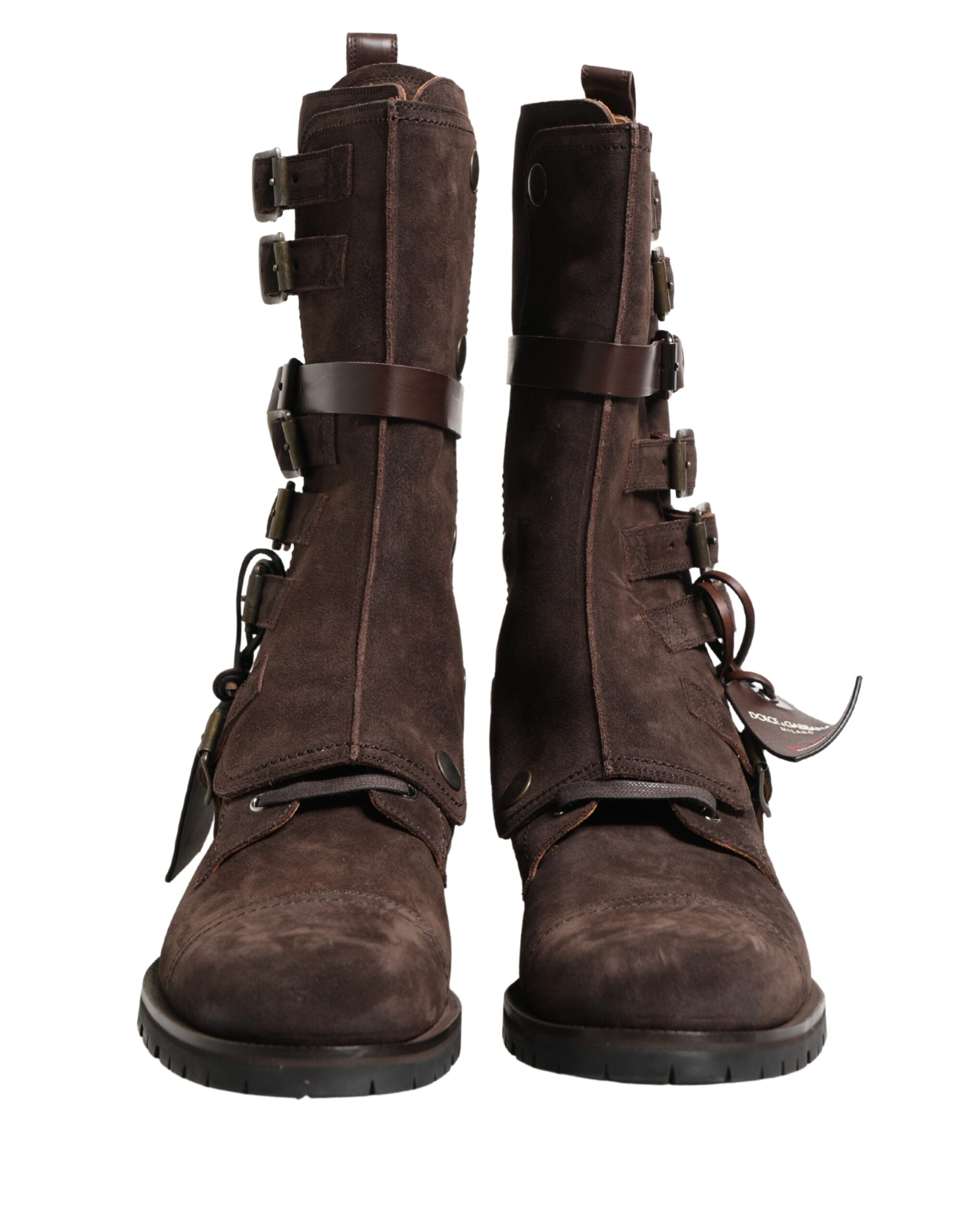 Dolce & Gabbana Braune Wildleder-Stiefeletten im Combat-Stil-3
