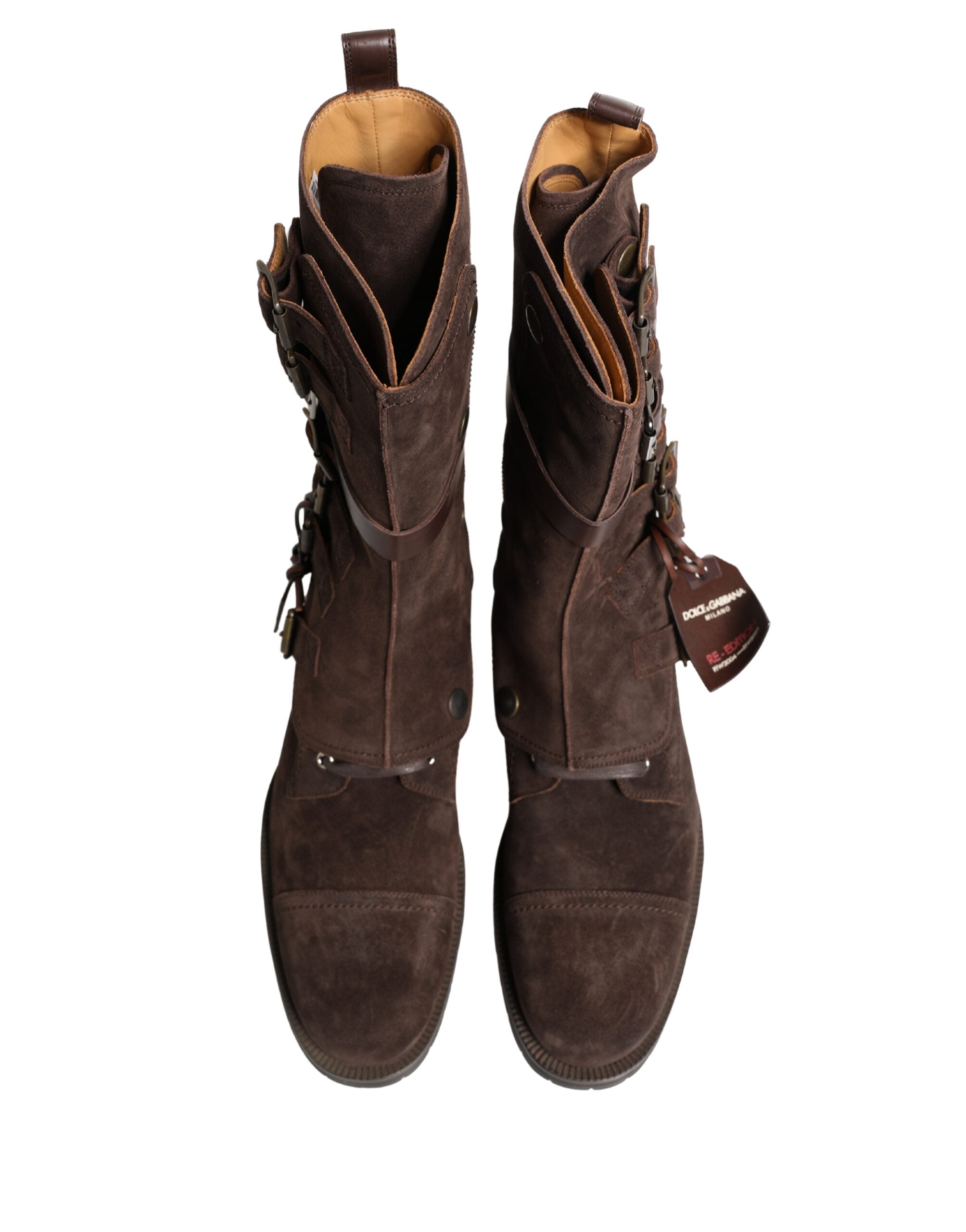 Dolce & Gabbana Braune Wildleder-Stiefeletten im Combat-Stil-4