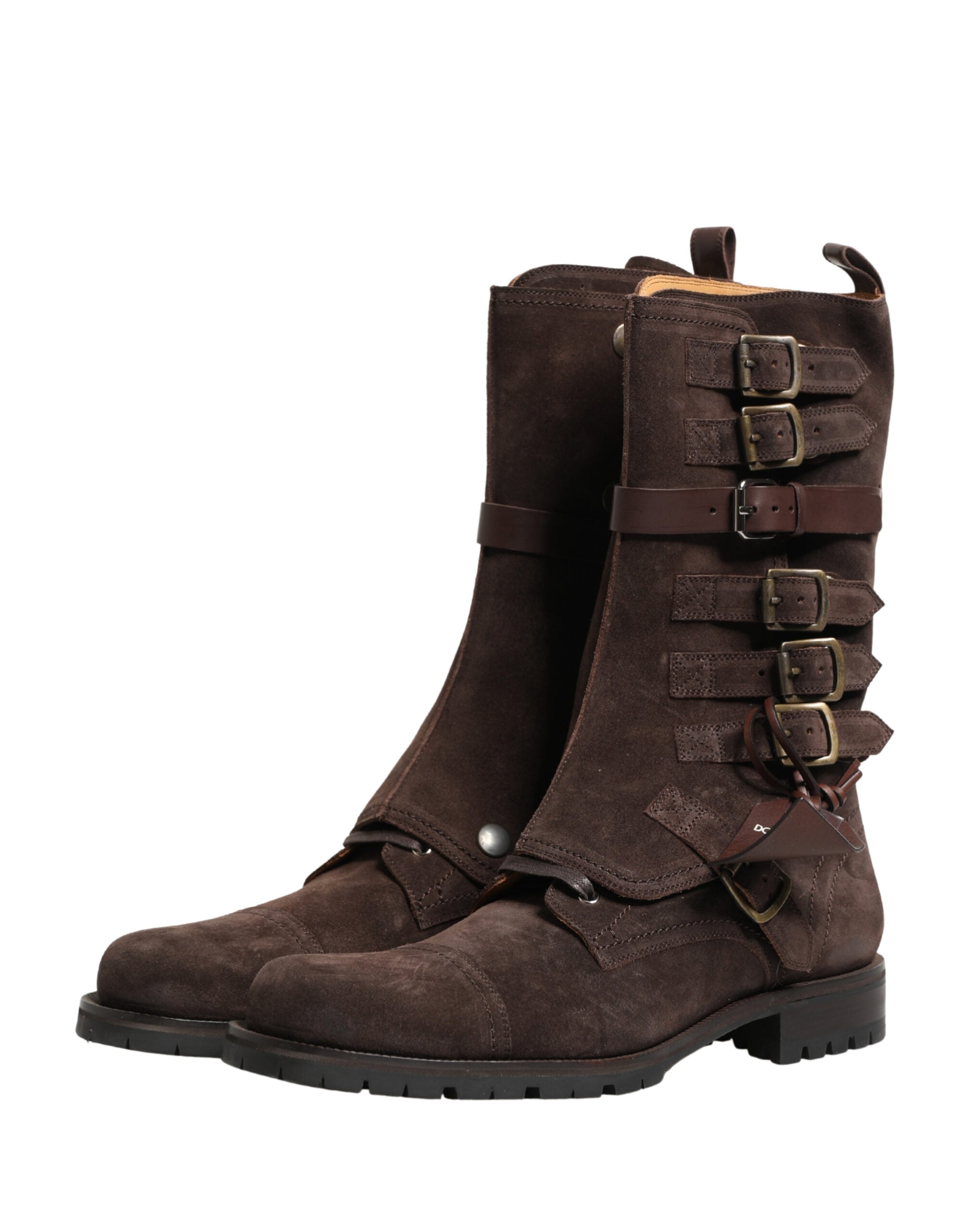 Dolce & Gabbana Braune Wildleder-Stiefeletten im Combat-Stil-5