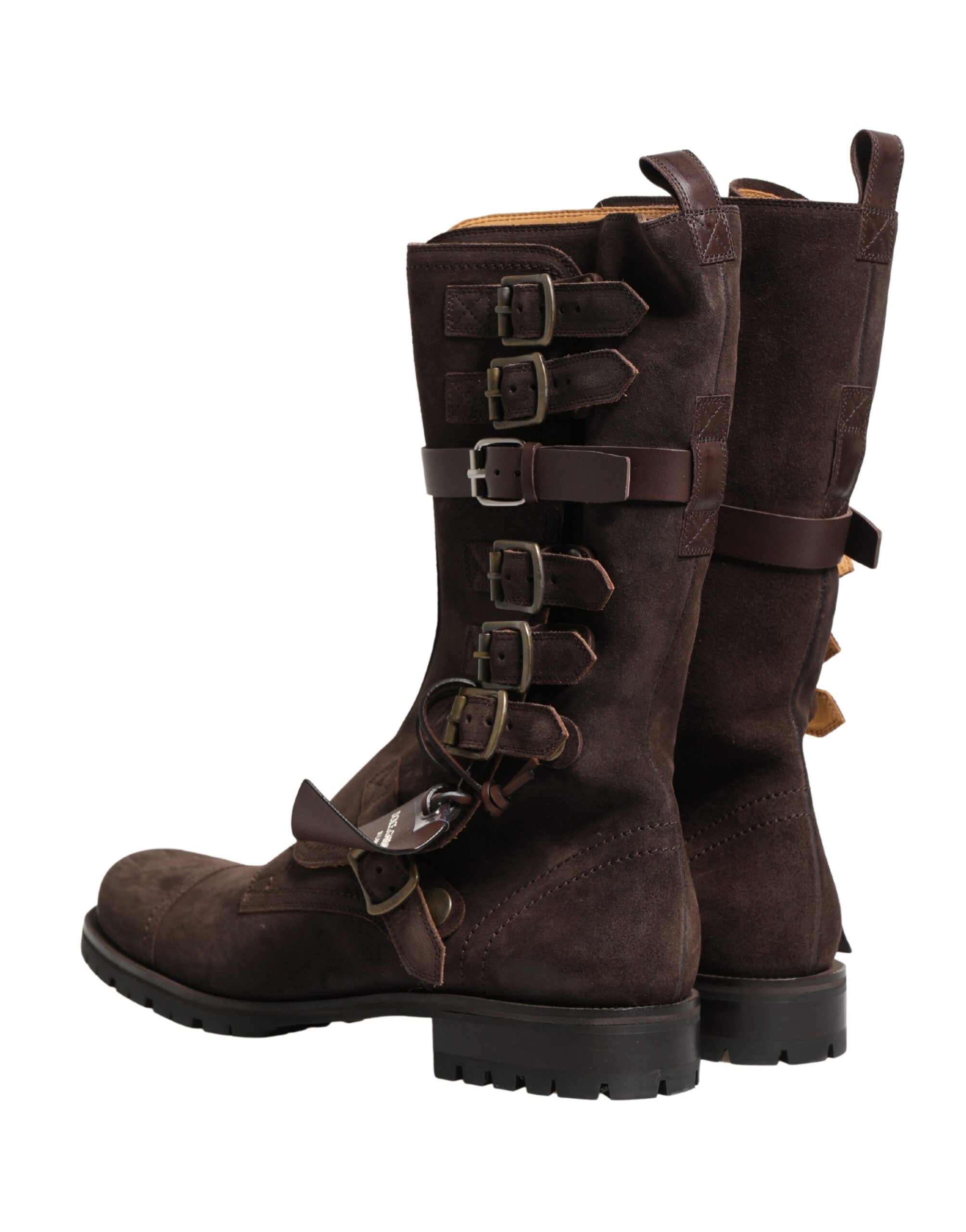 Dolce & Gabbana Braune Wildleder-Stiefeletten im Combat-Stil-6