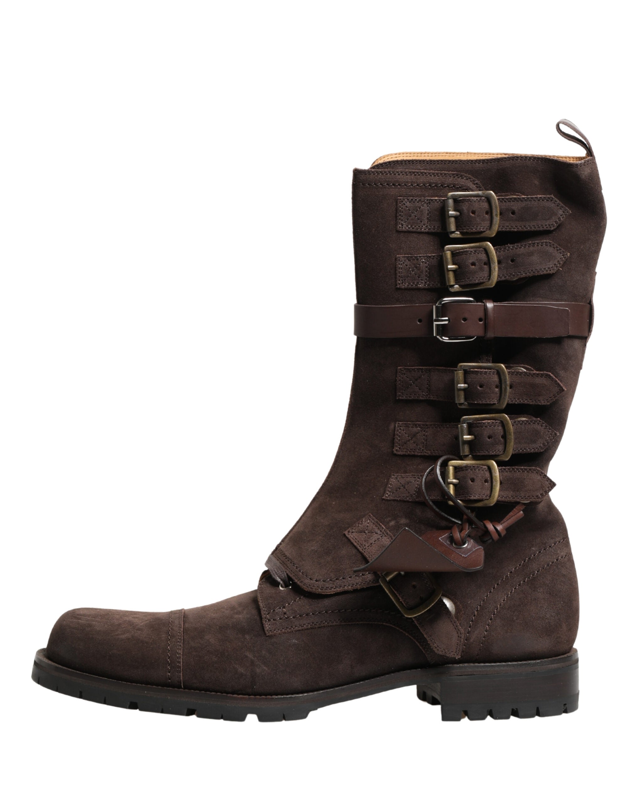 Dolce & Gabbana Braune Wildleder-Stiefeletten im Combat-Stil-2