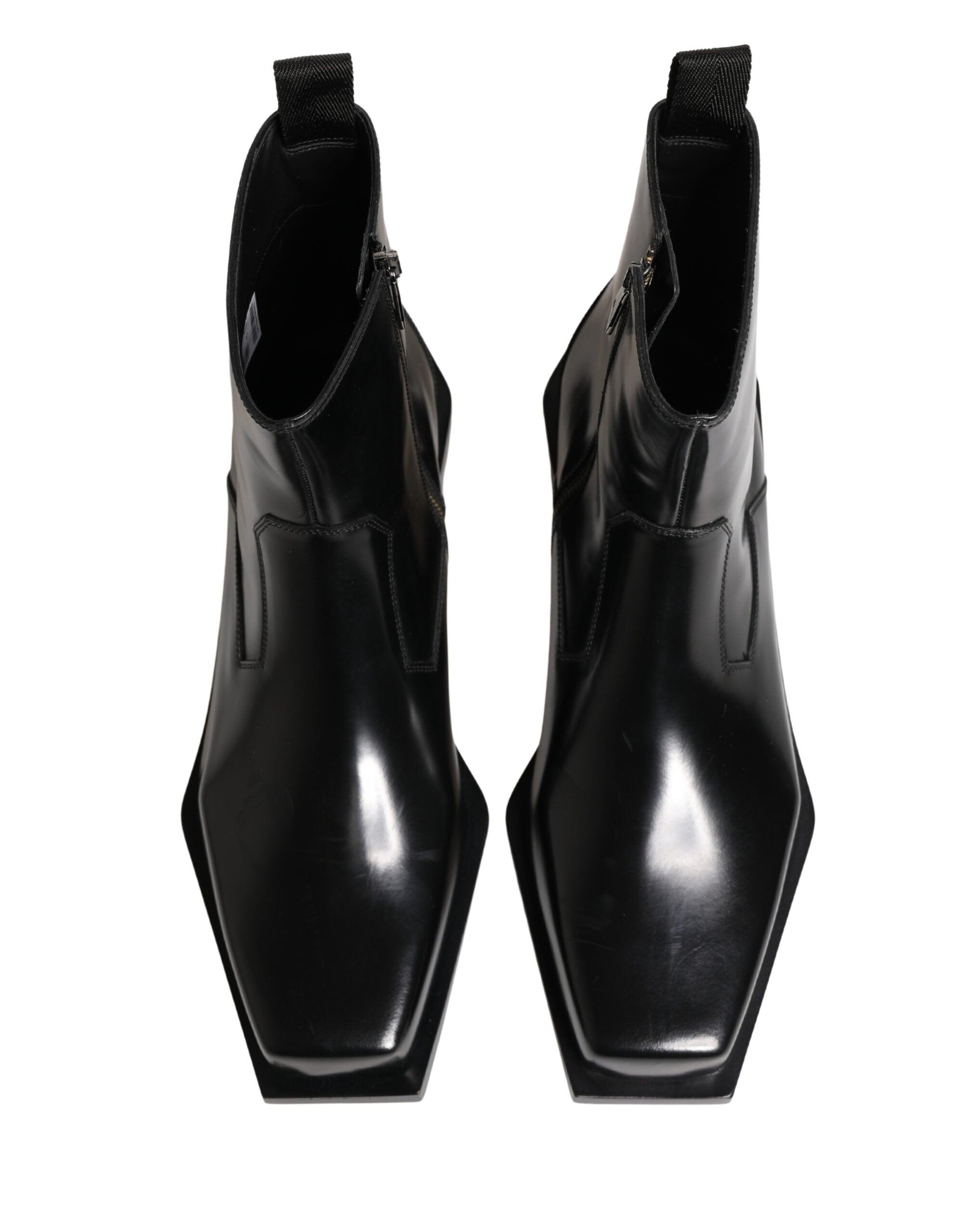 Dolce & Gabbana Schwarze Leder-Ankle Boots mit Reißverschluss-4