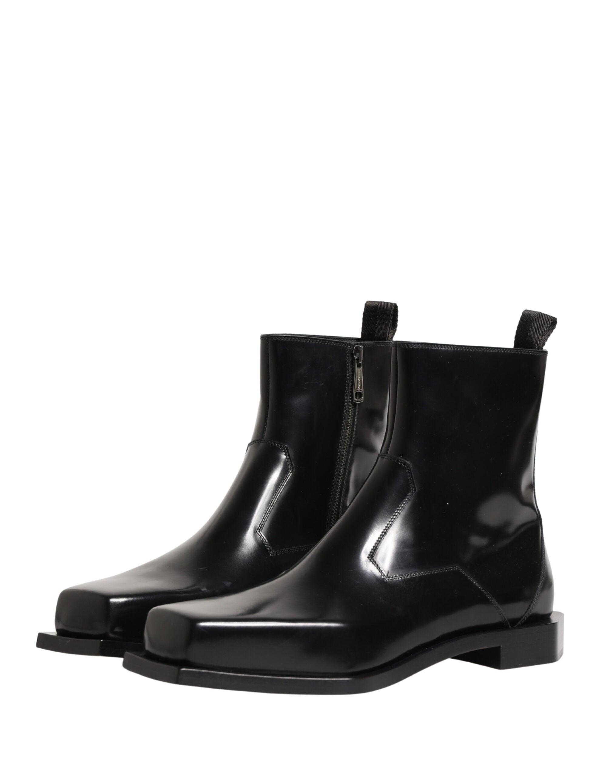 Dolce & Gabbana Schwarze Leder-Ankle Boots mit Reißverschluss-5