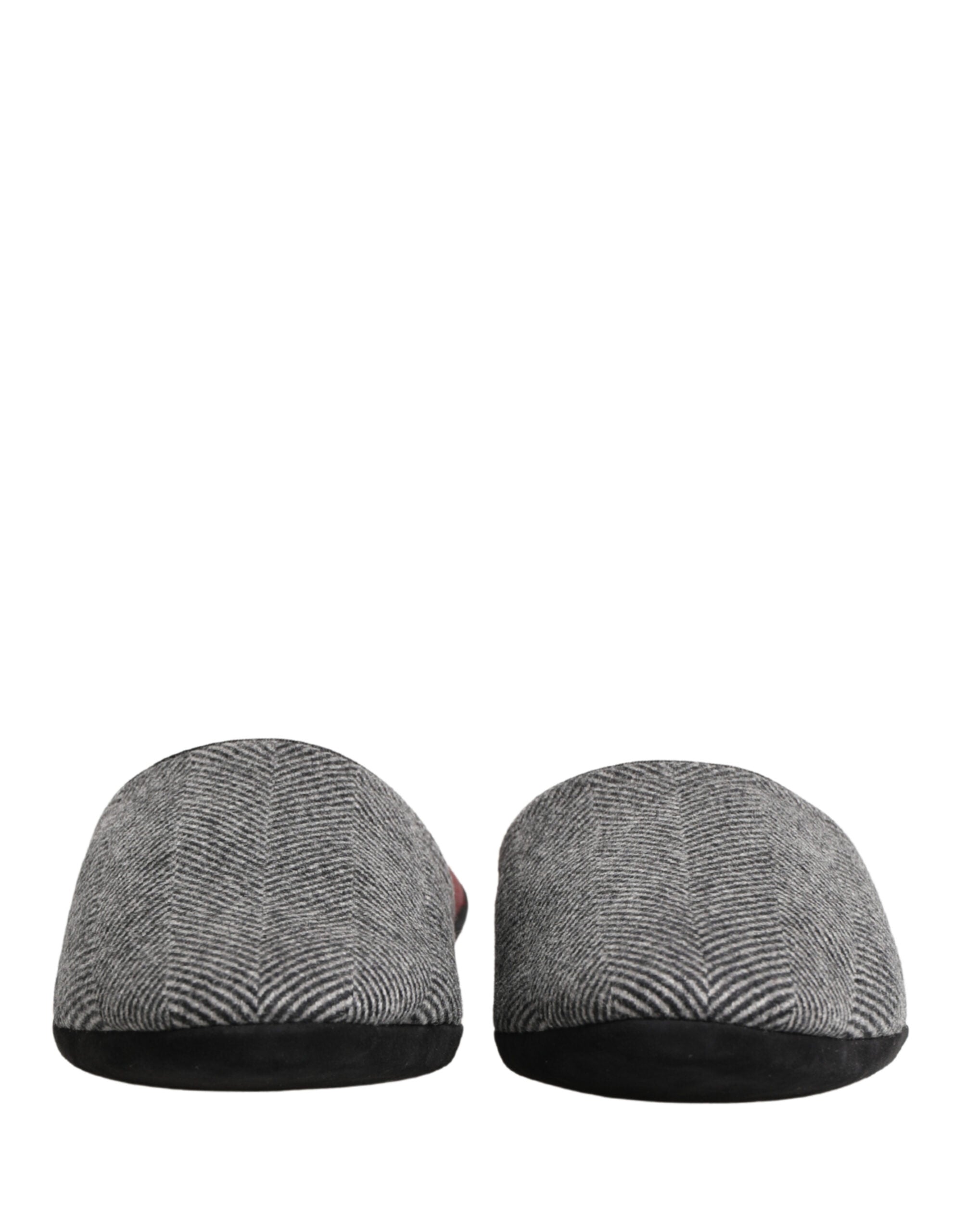 Dolce & Gabbana Graue Fischgräten-Kaschmir-Slipper Schuhe-3