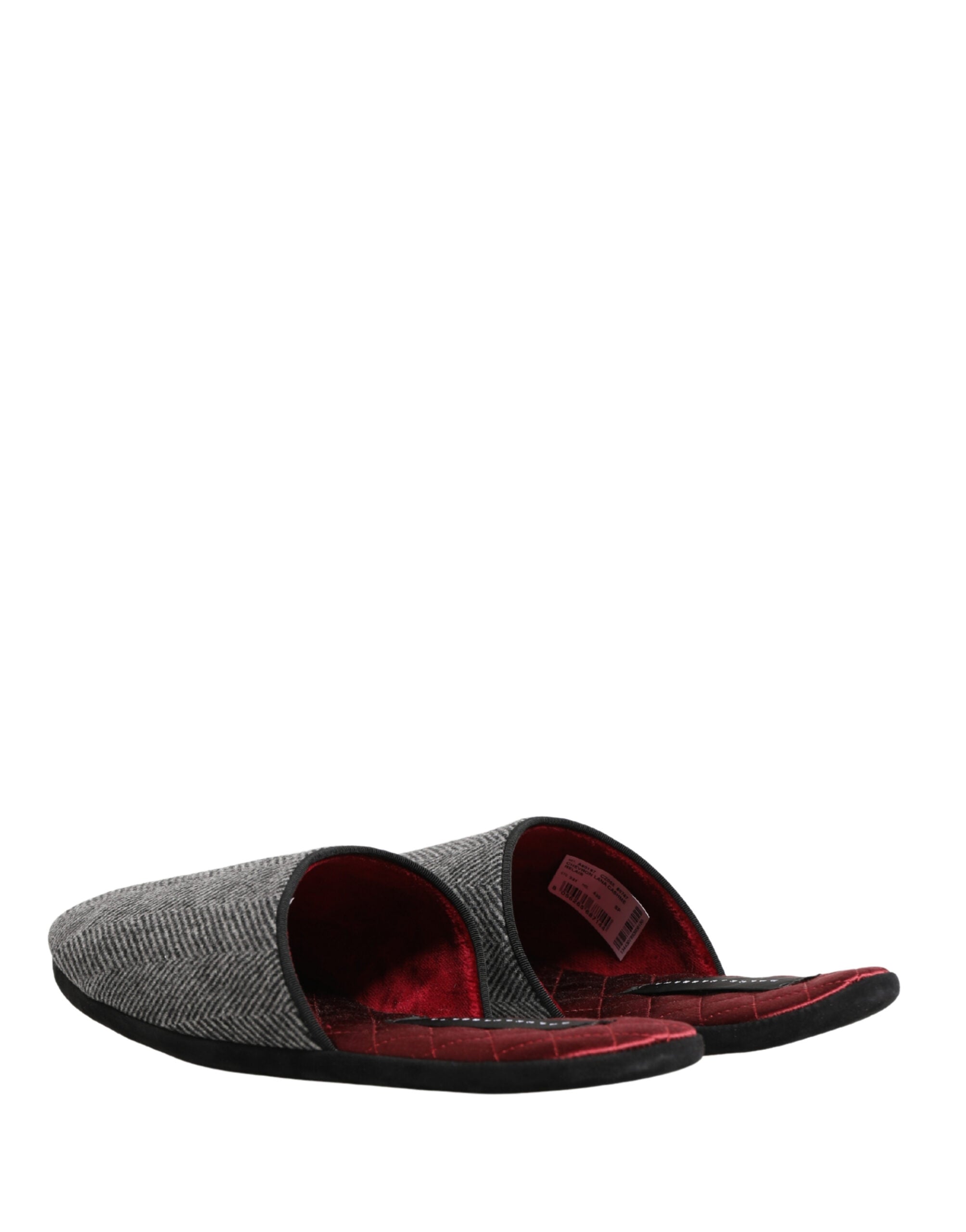 Dolce & Gabbana Graue Fischgräten-Kaschmir-Slipper Schuhe-6