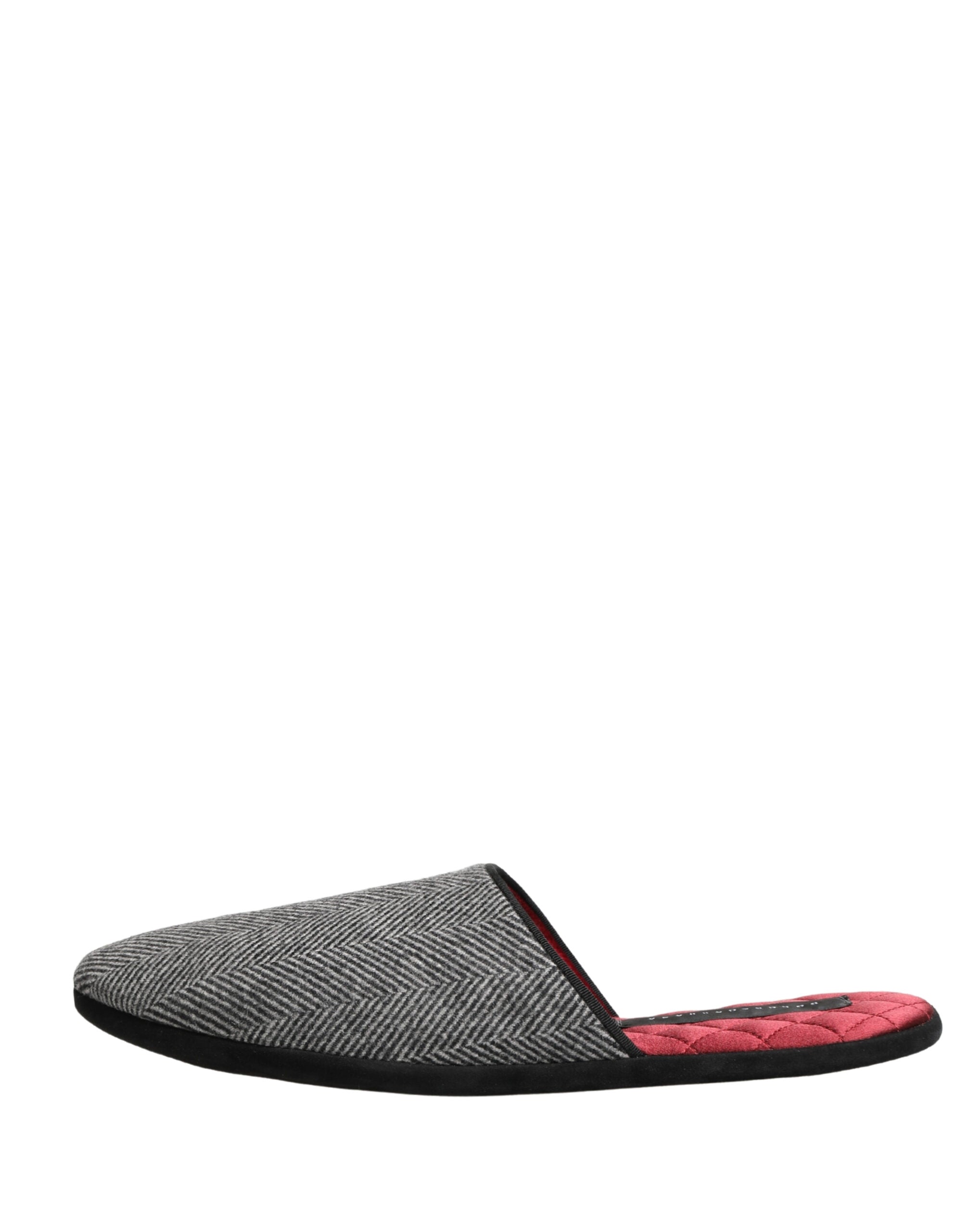 Dolce & Gabbana Graue Fischgräten-Kaschmir-Slipper Schuhe-7